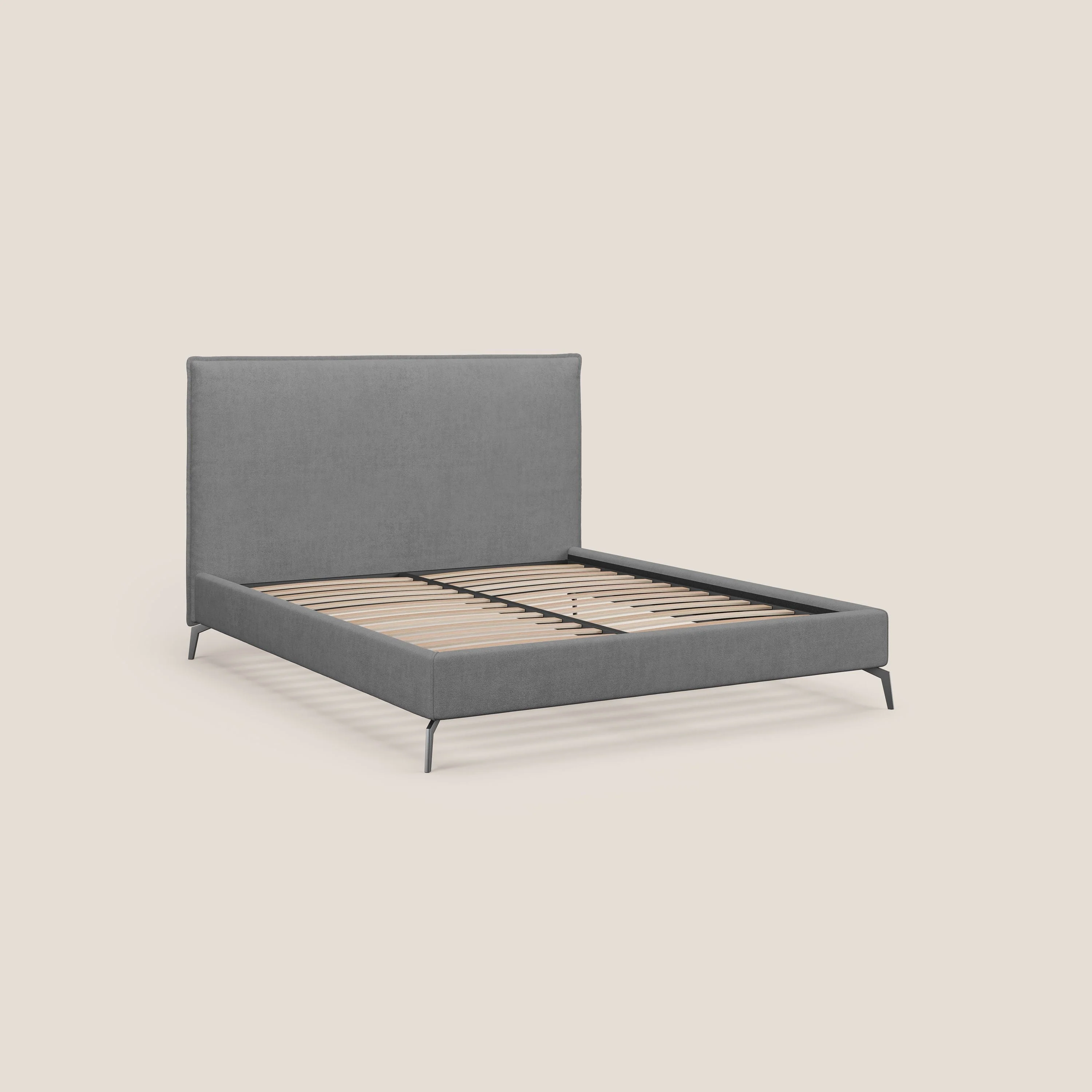 Iris lit rembourré déhoussable avec pieds noirs en tissu imperméable T02 gris - Image 7