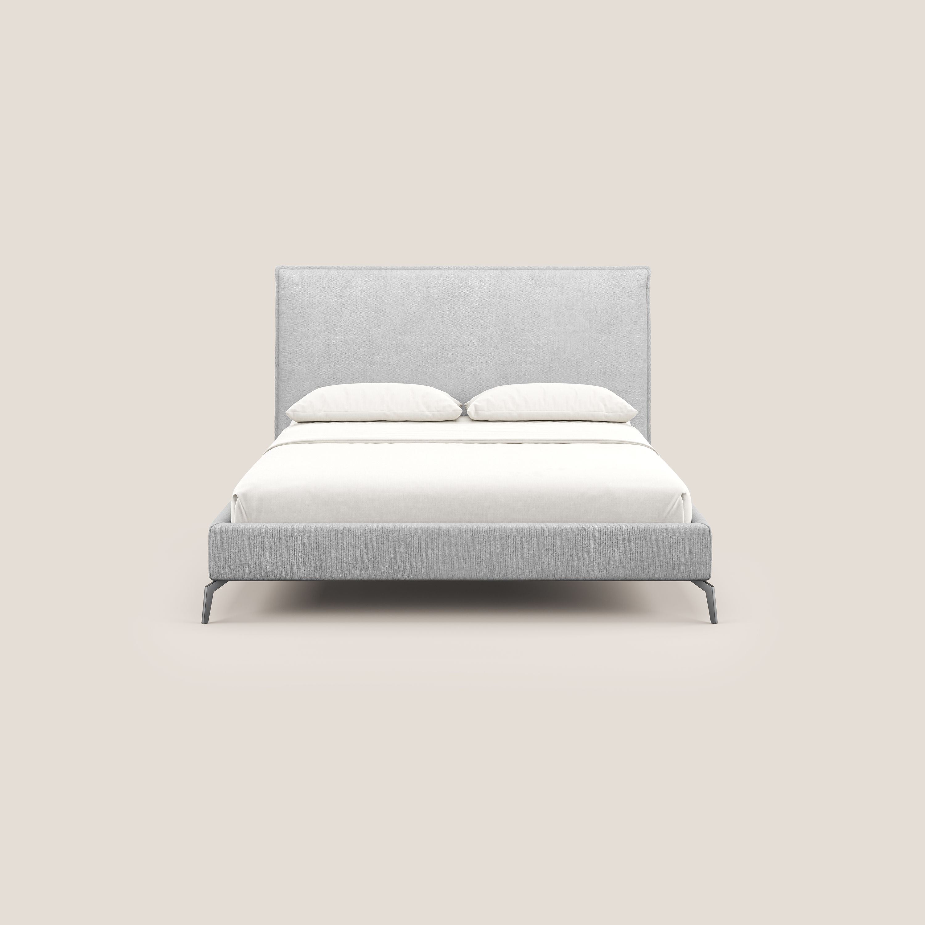Iris lit rembourré déhoussable avec pieds noirs en tissu imperméable T02 gris clair - Image 2