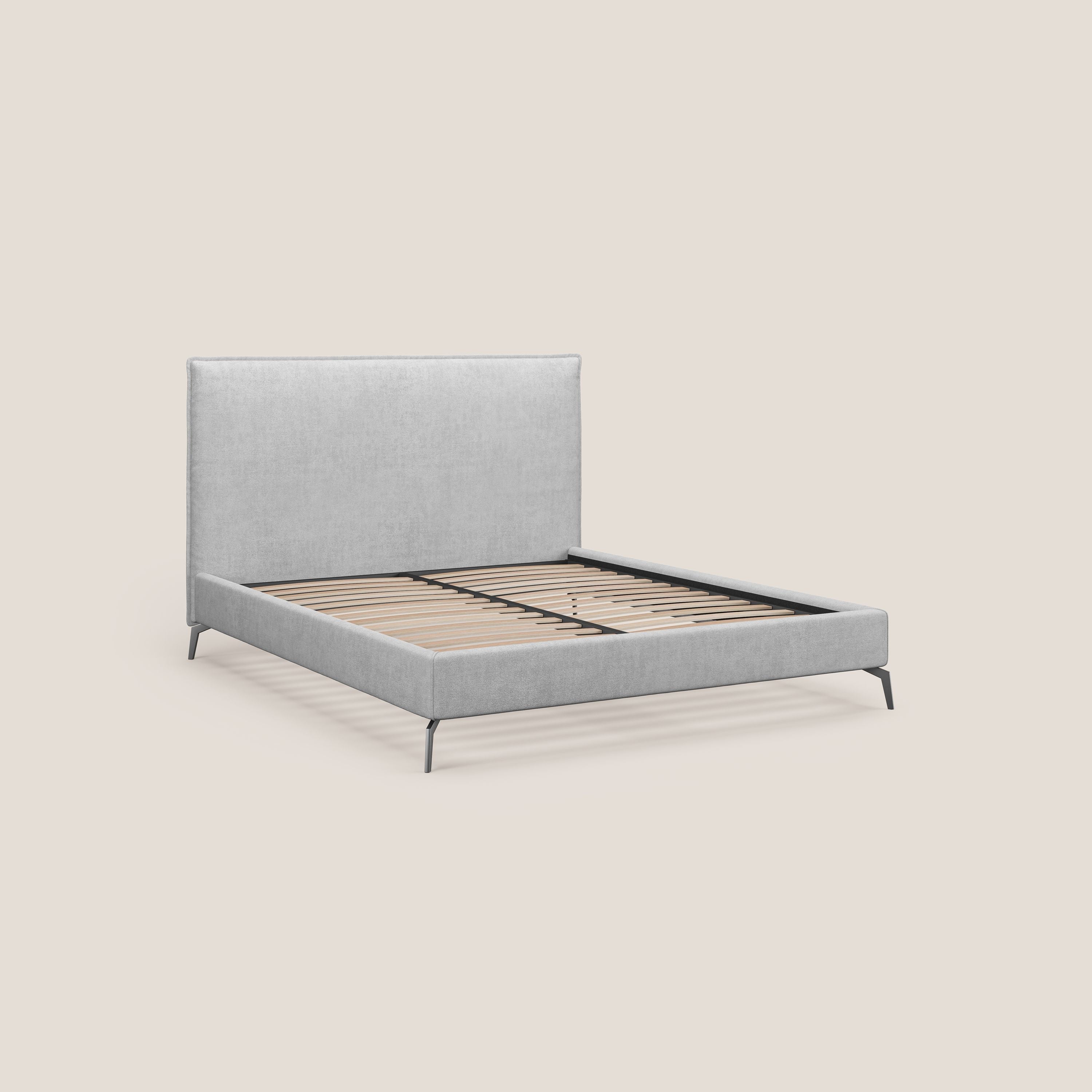 Iris lit rembourré déhoussable avec pieds noirs en tissu imperméable T02 gris clair - Image 7