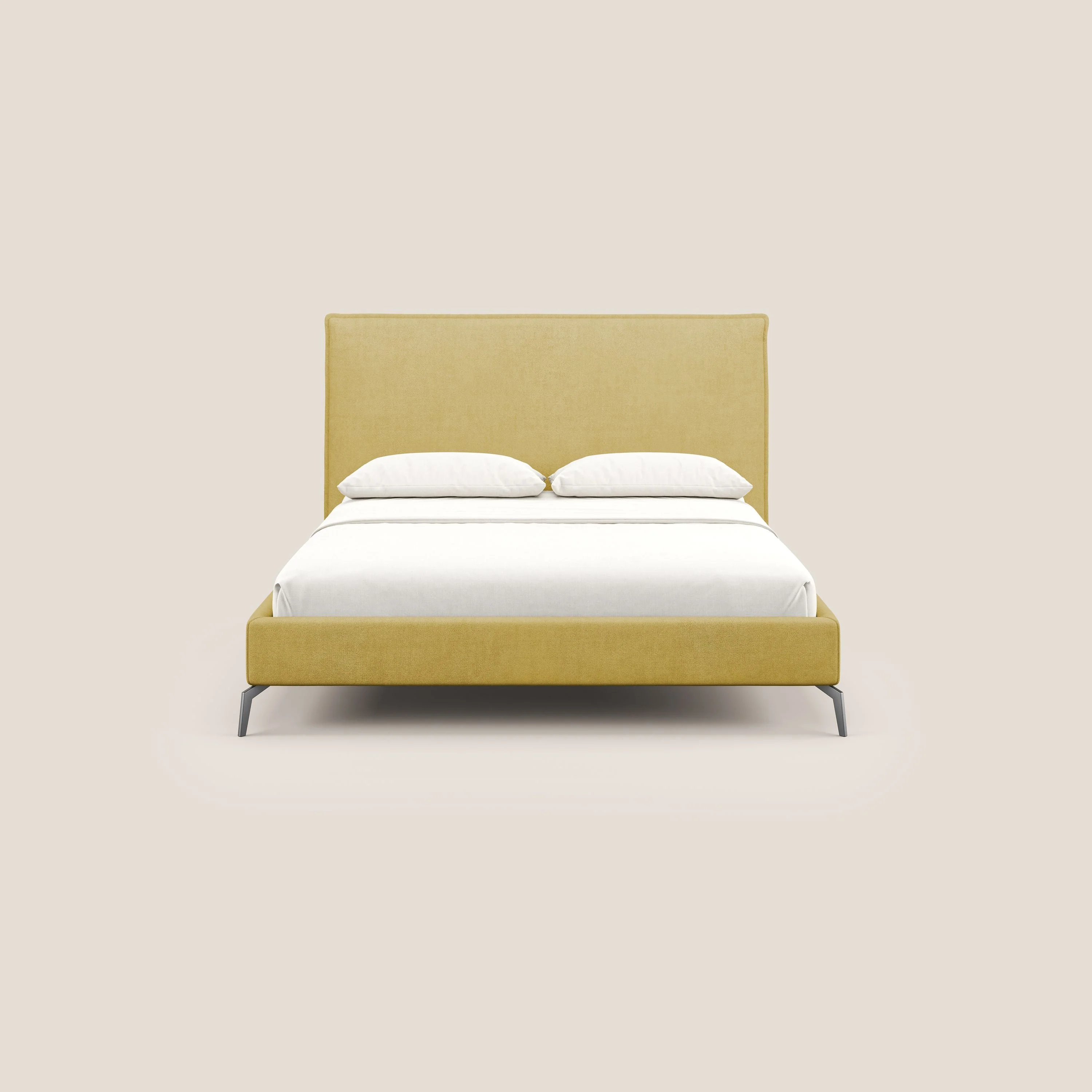 Iris lit rembourré déhoussable avec pieds noirs en tissu imperméable T02 jaune - Image 2