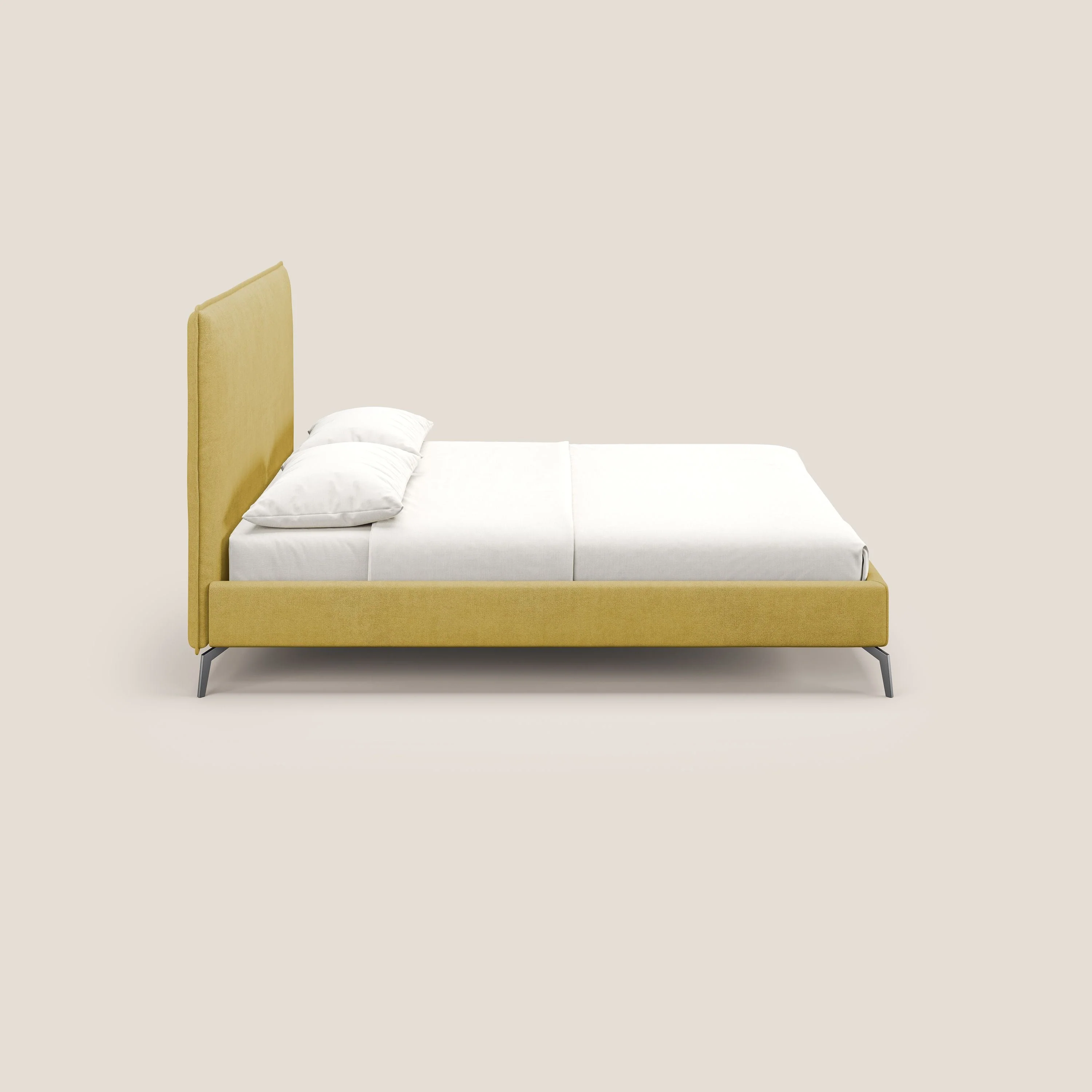 Iris lit rembourré déhoussable avec pieds noirs en tissu imperméable T02 jaune - Image 4