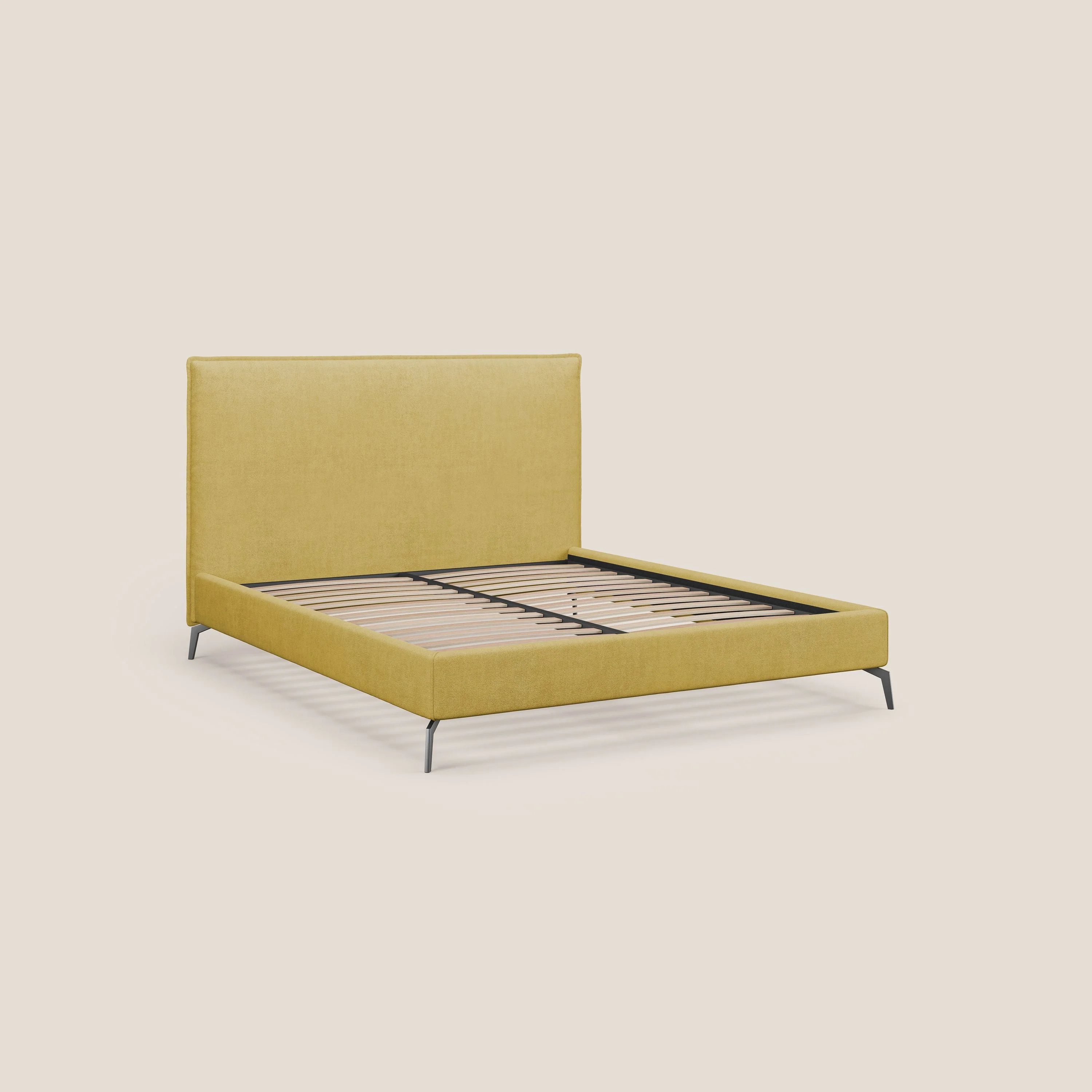 Iris lit rembourré déhoussable avec pieds noirs en tissu imperméable T02 jaune - Image 7