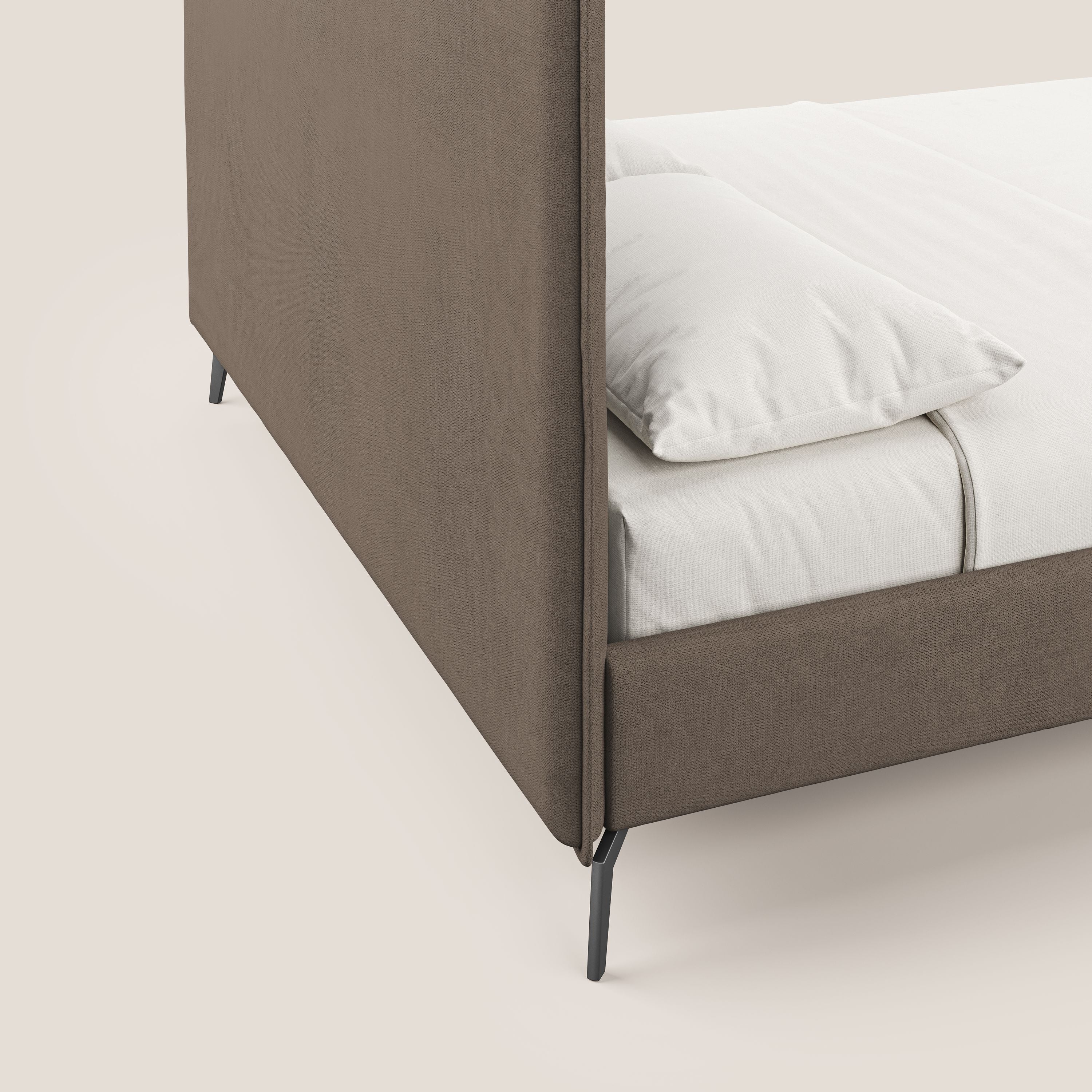 Iris lit rembourré déhoussable avec pieds noirs en tissu imperméable T02 marron - Image 3