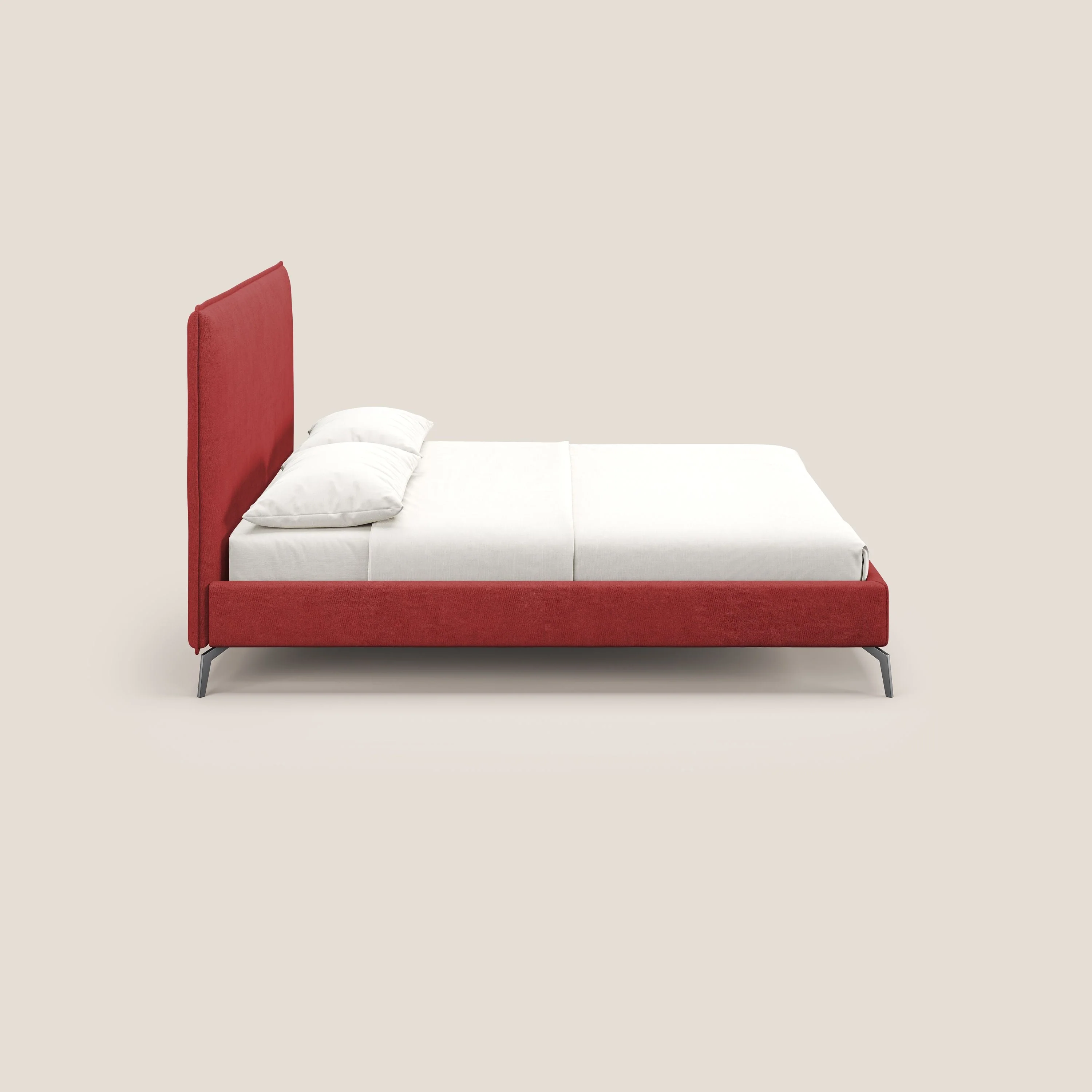 Iris lit rembourré déhoussable avec pieds noirs en tissu imperméable T02 rouge - Image 4