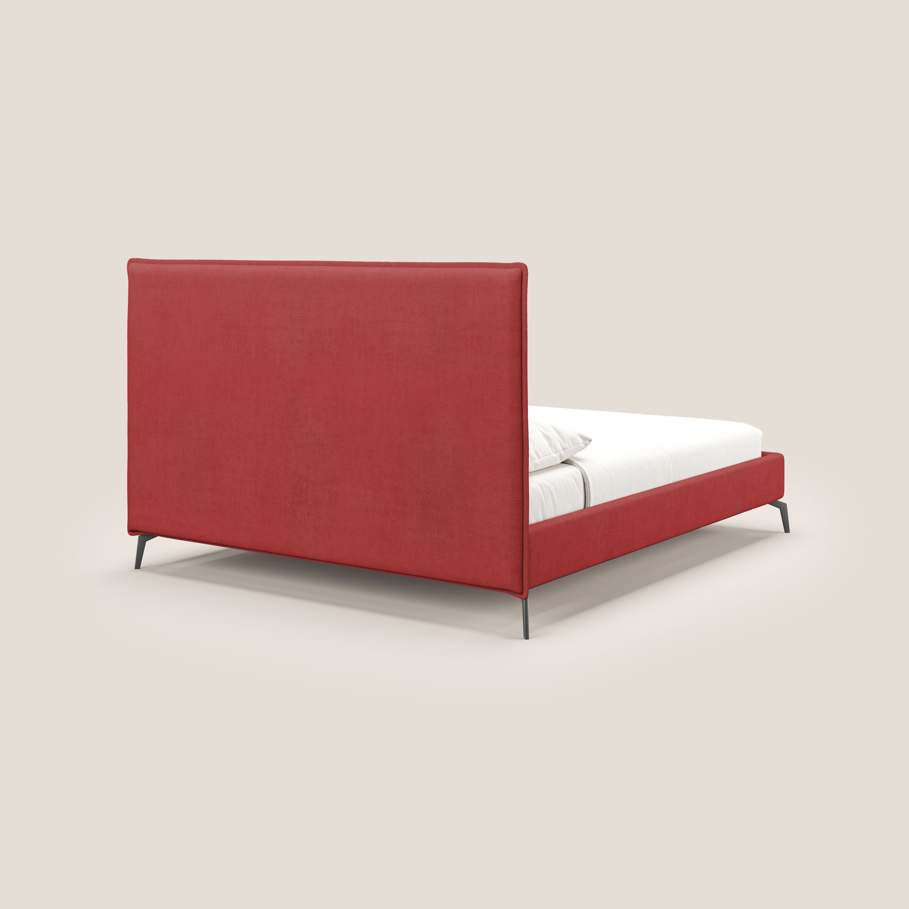 Iris lit rembourré déhoussable avec pieds noirs en tissu imperméable T02 rouge - Image 5