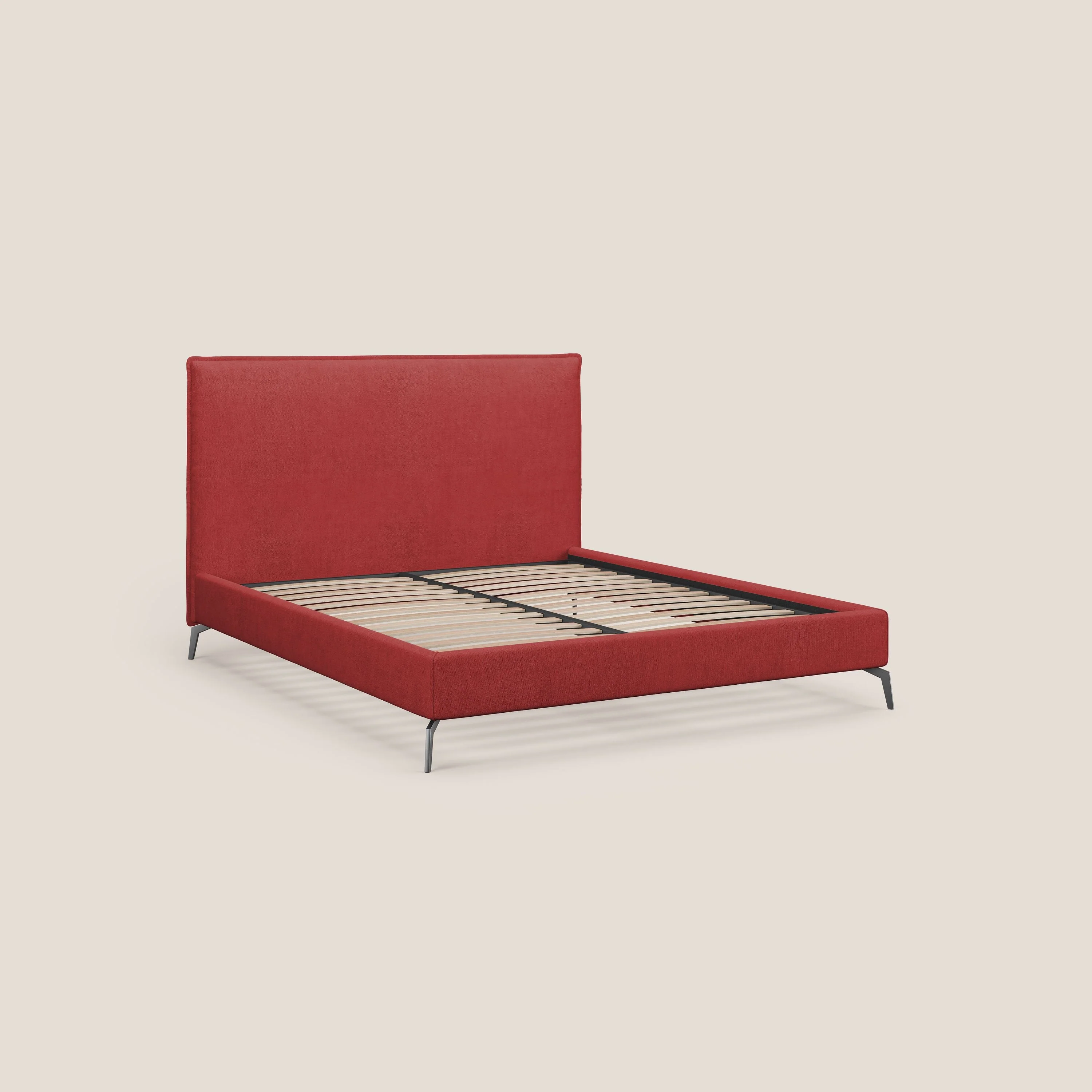 Iris lit rembourré déhoussable avec pieds noirs en tissu imperméable T02 rouge - Image 7