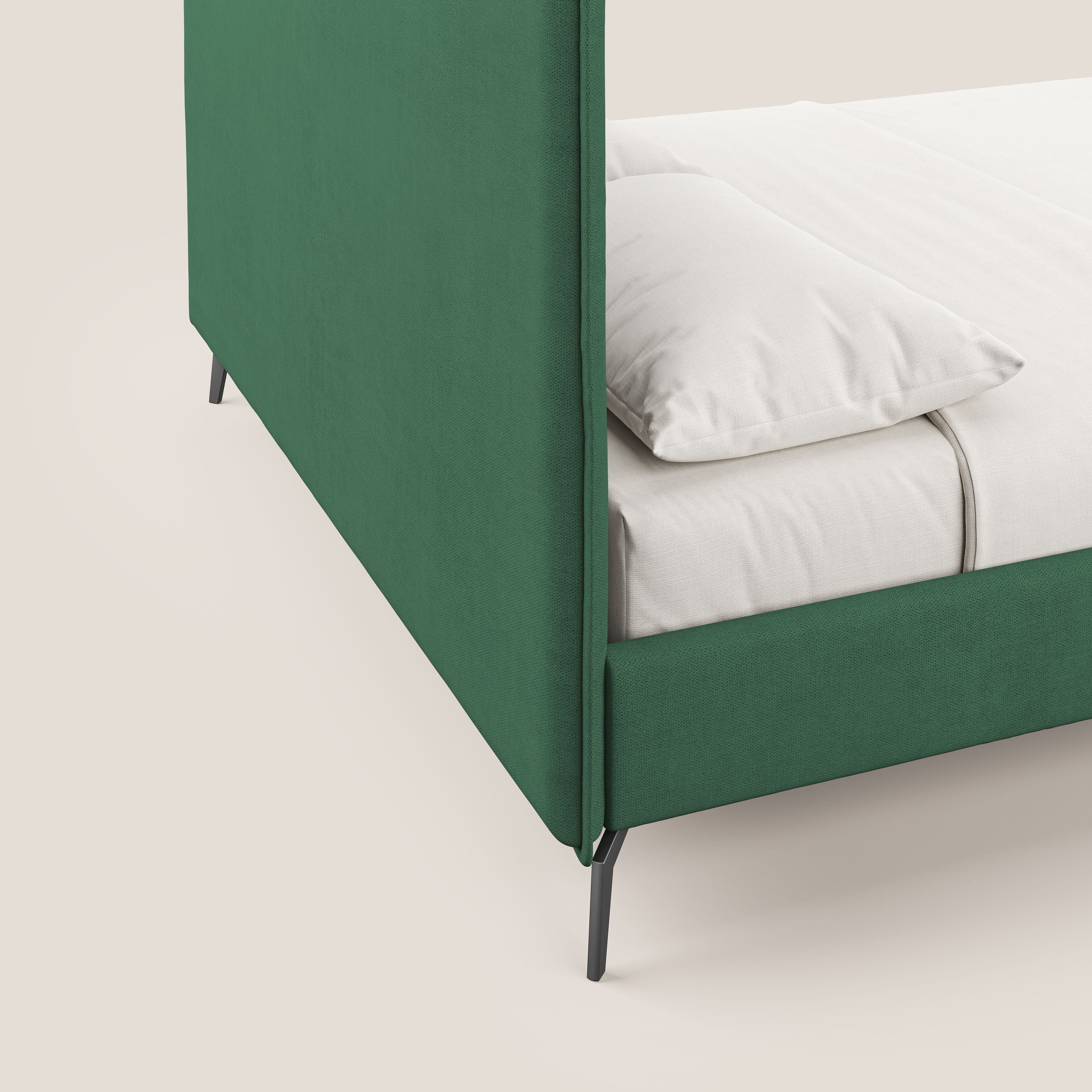 Iris lit rembourré déhoussable avec pieds noirs en tissu imperméable T02 vert - Image 3