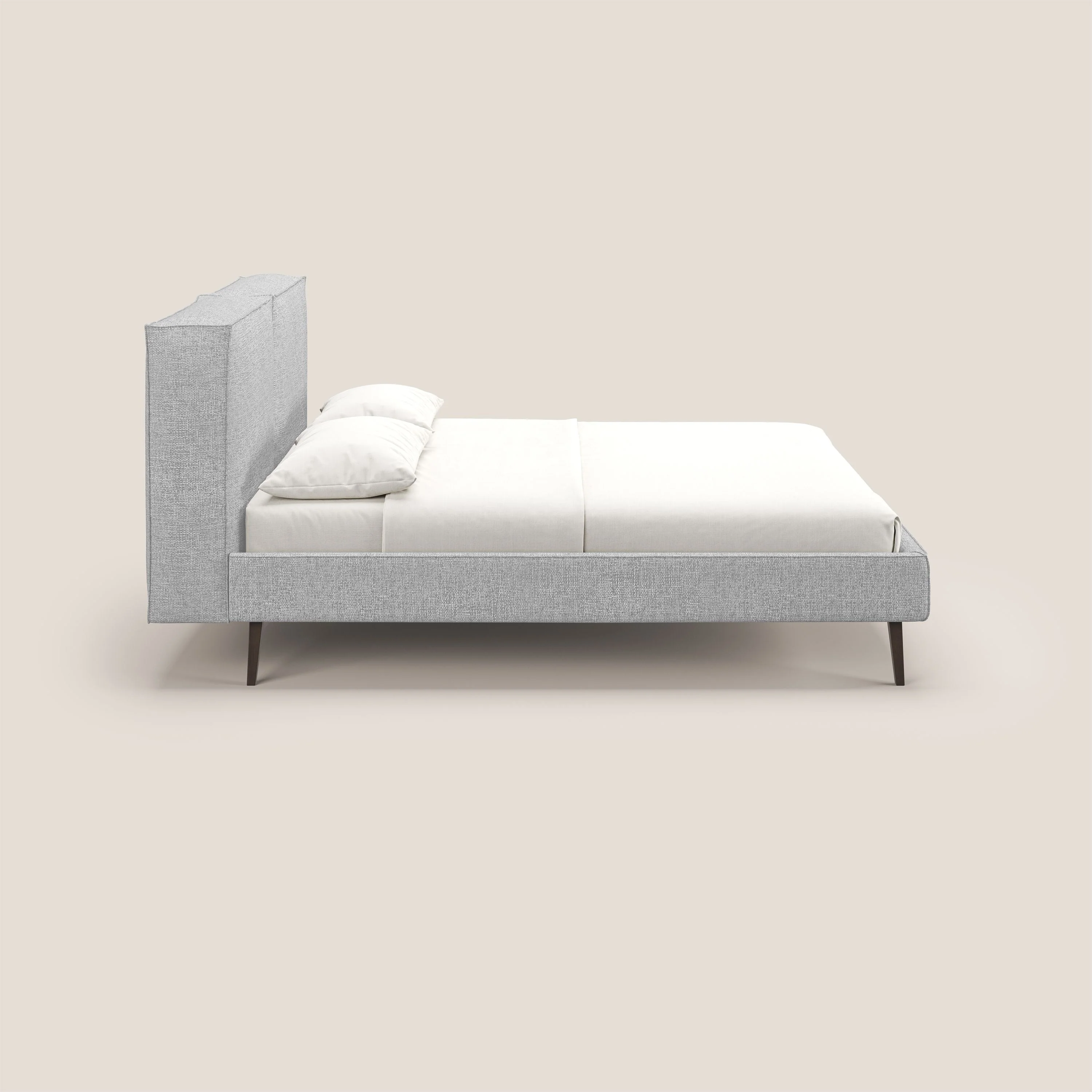 Isotta lit rembourré complètement déhoussable en tissu doux imperméable T10 gris clair - Image 4