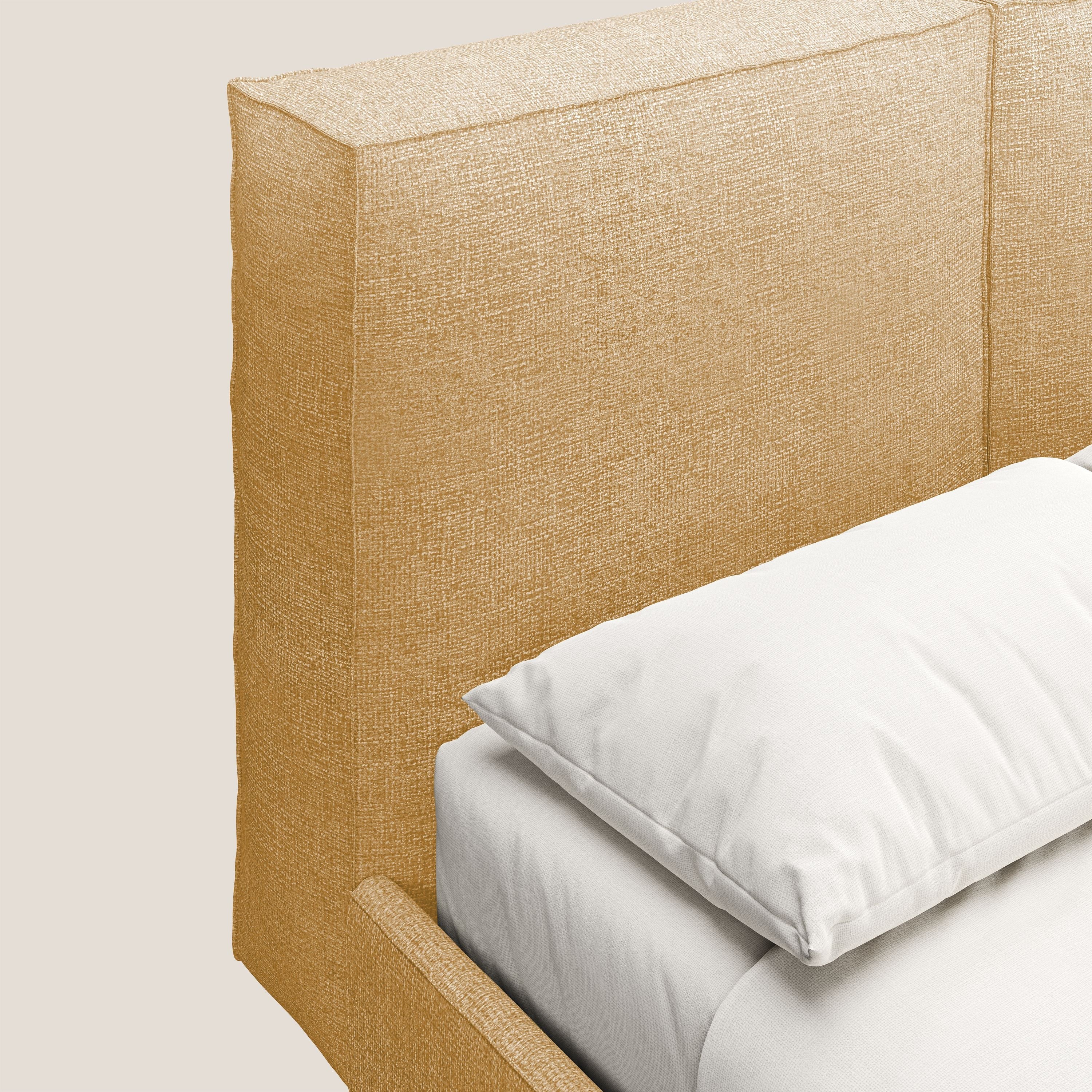 Isotta lit rembourré complètement déhoussable en tissu doux imperméable T10 jaune - Image 6