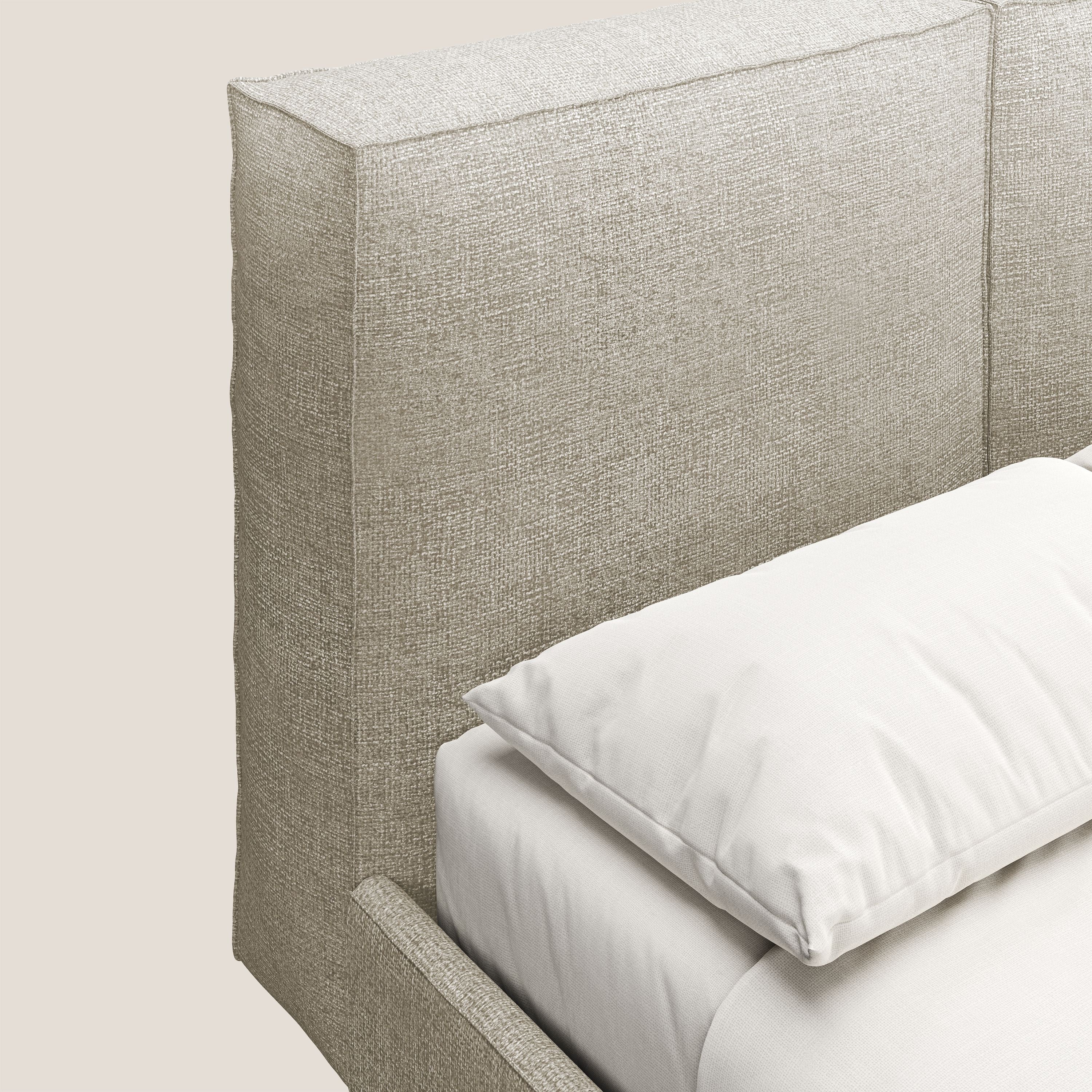 Isotta lit rembourré complètement déhoussable en tissu doux imperméable T10 Taupe tortora - Image 6