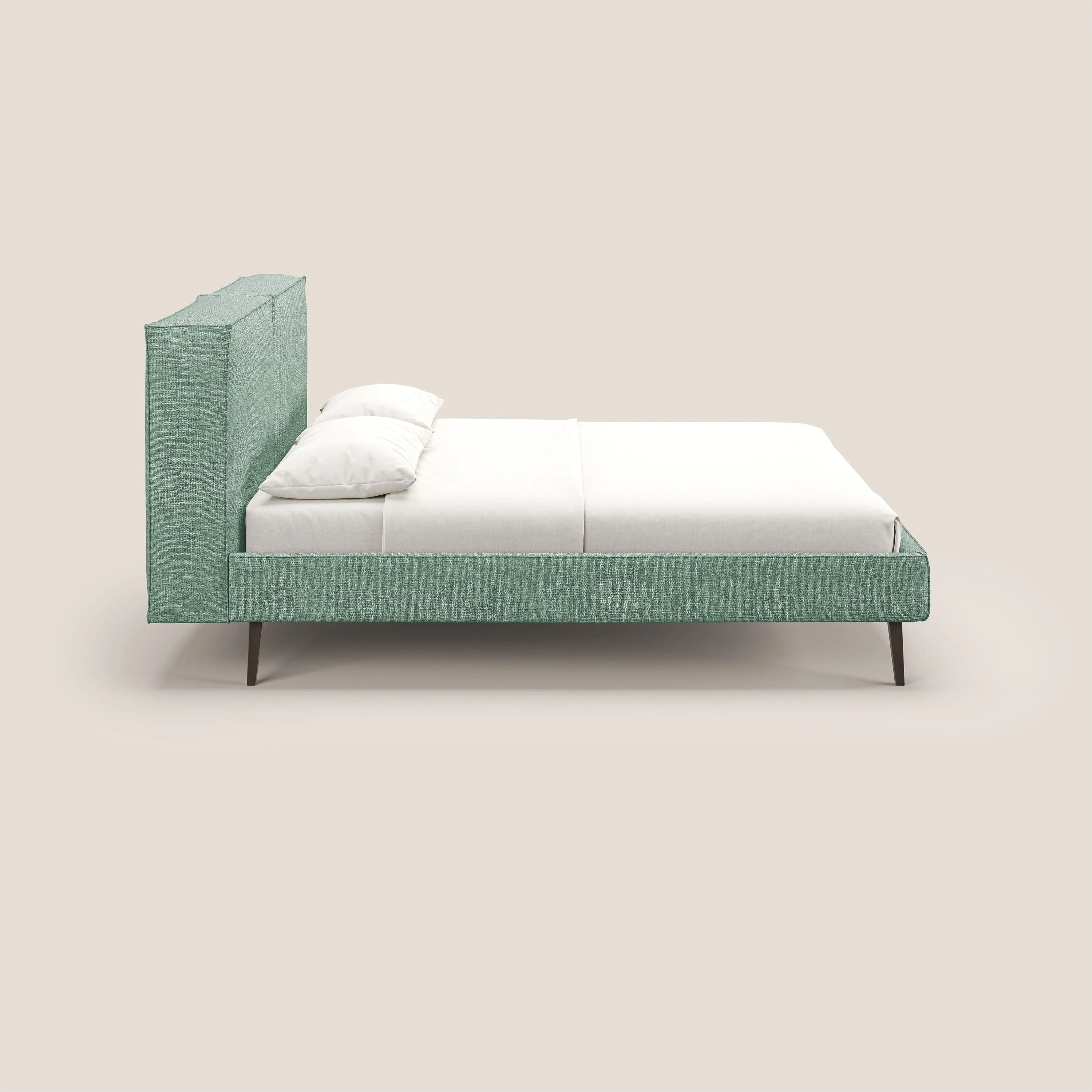 Isotta lit rembourré complètement déhoussable en tissu doux imperméable T10 vert d'eau - Image 4