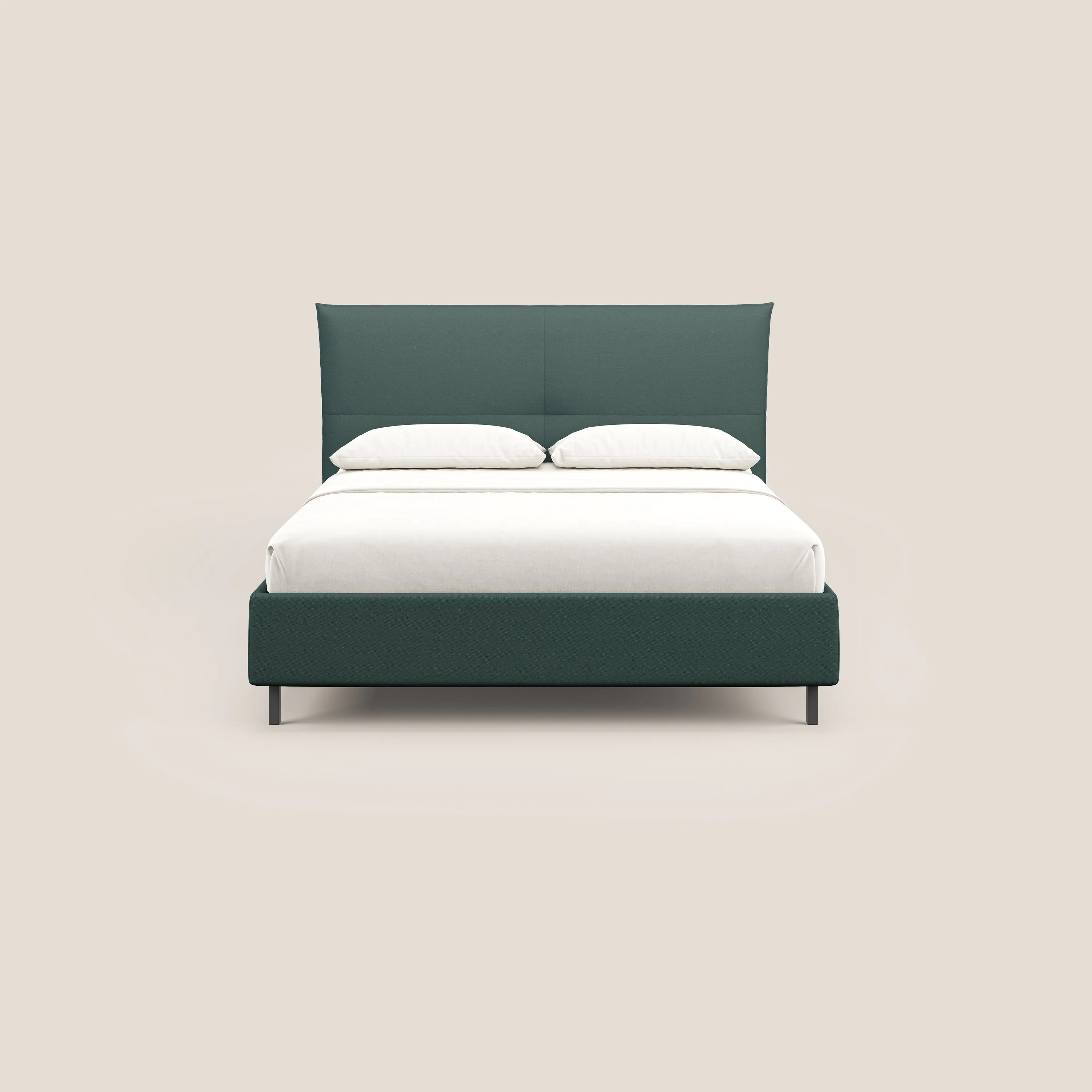 Izumi Lit rembourré avec coffre et pieds hauts en tissu détachable T05 vert - Image 3