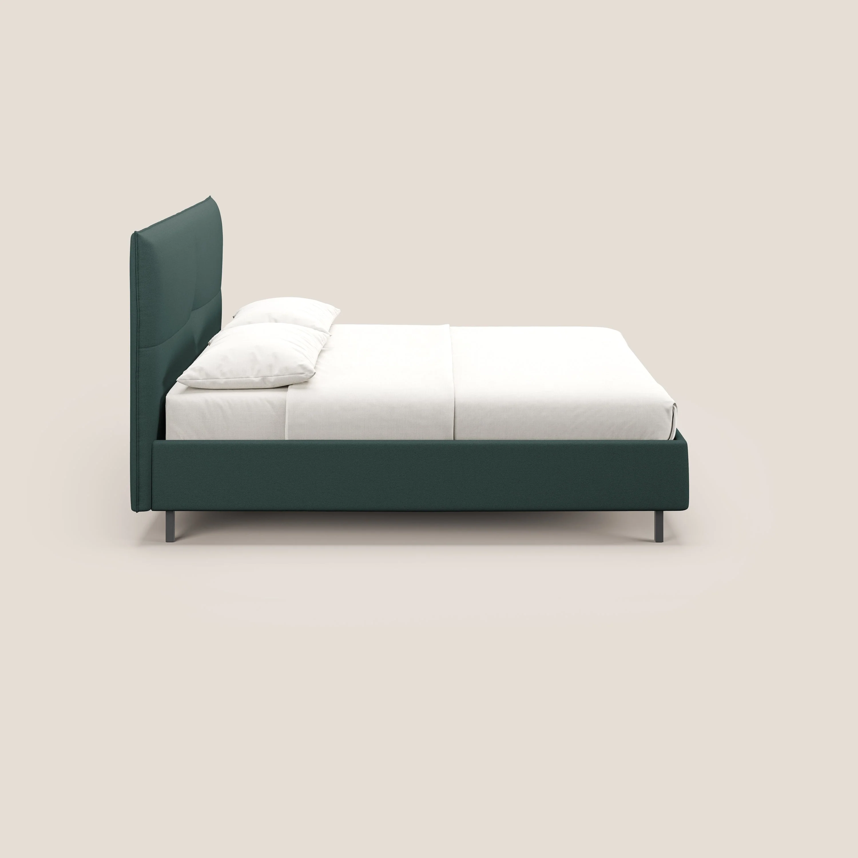 Izumi Lit rembourré avec coffre et pieds hauts en tissu détachable T05 vert - Image 5