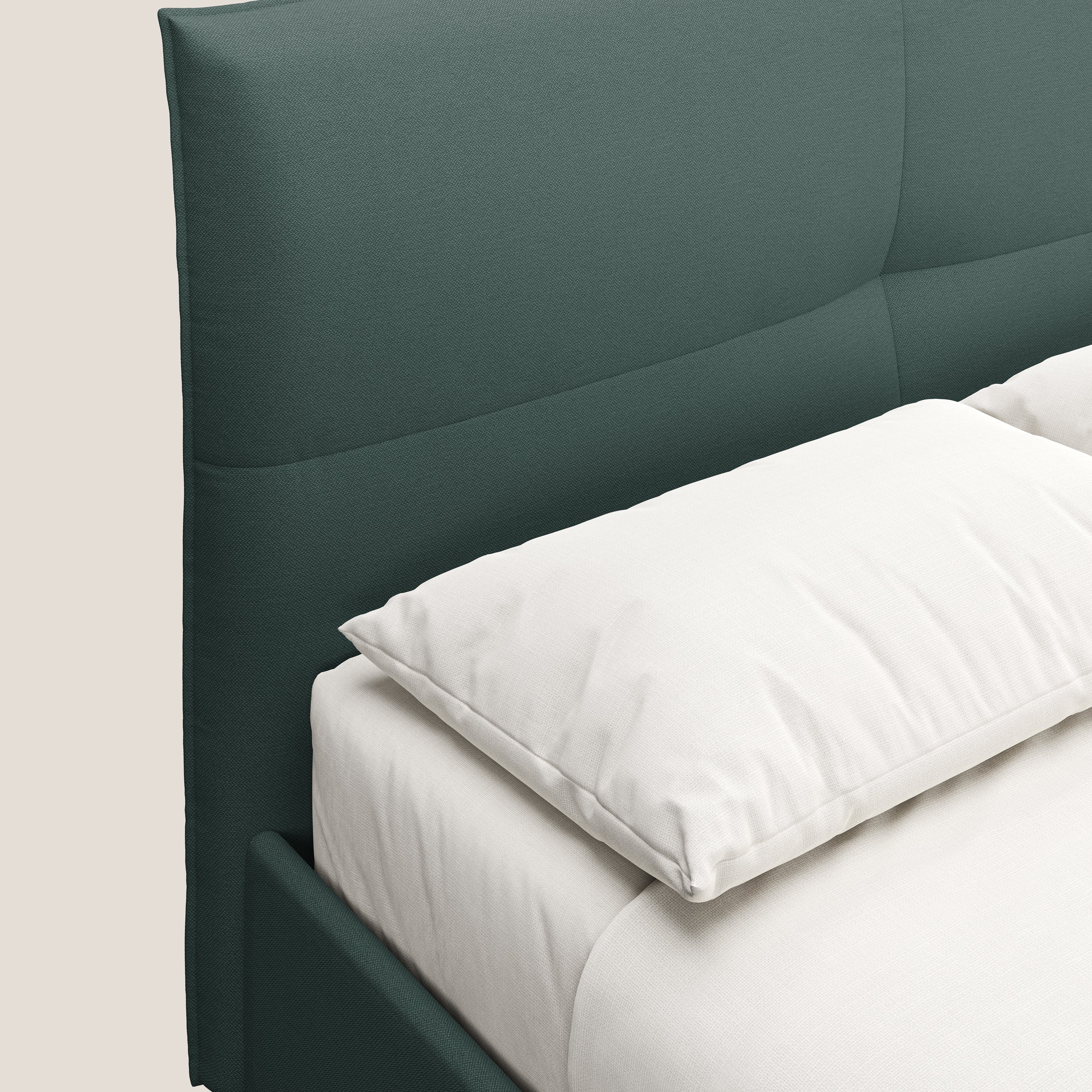 Izumi Lit rembourré avec coffre et pieds hauts en tissu détachable T05 vert - Image 7