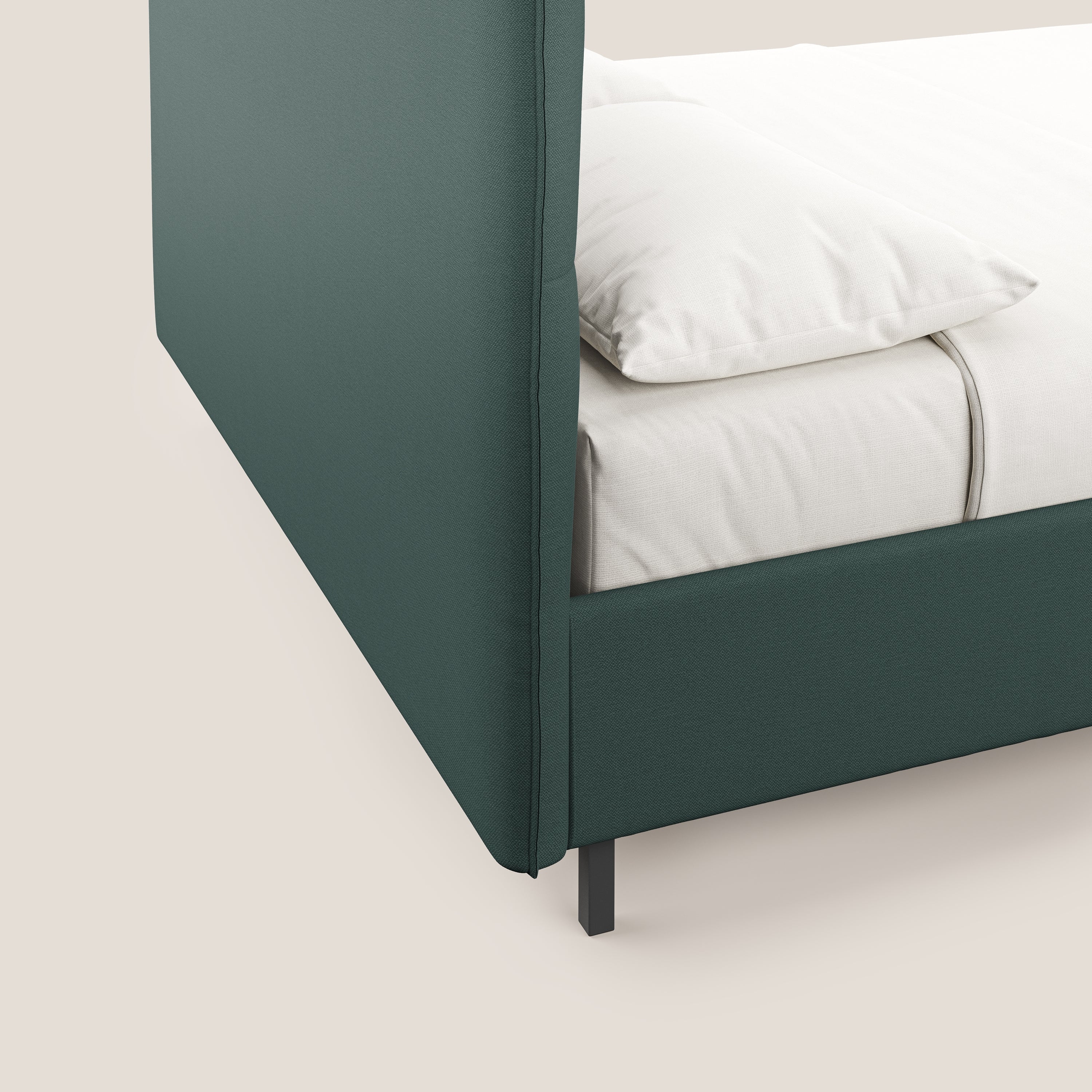 Izumi Lit rembourré avec coffre et pieds hauts en tissu détachable T05 vert - Image 8