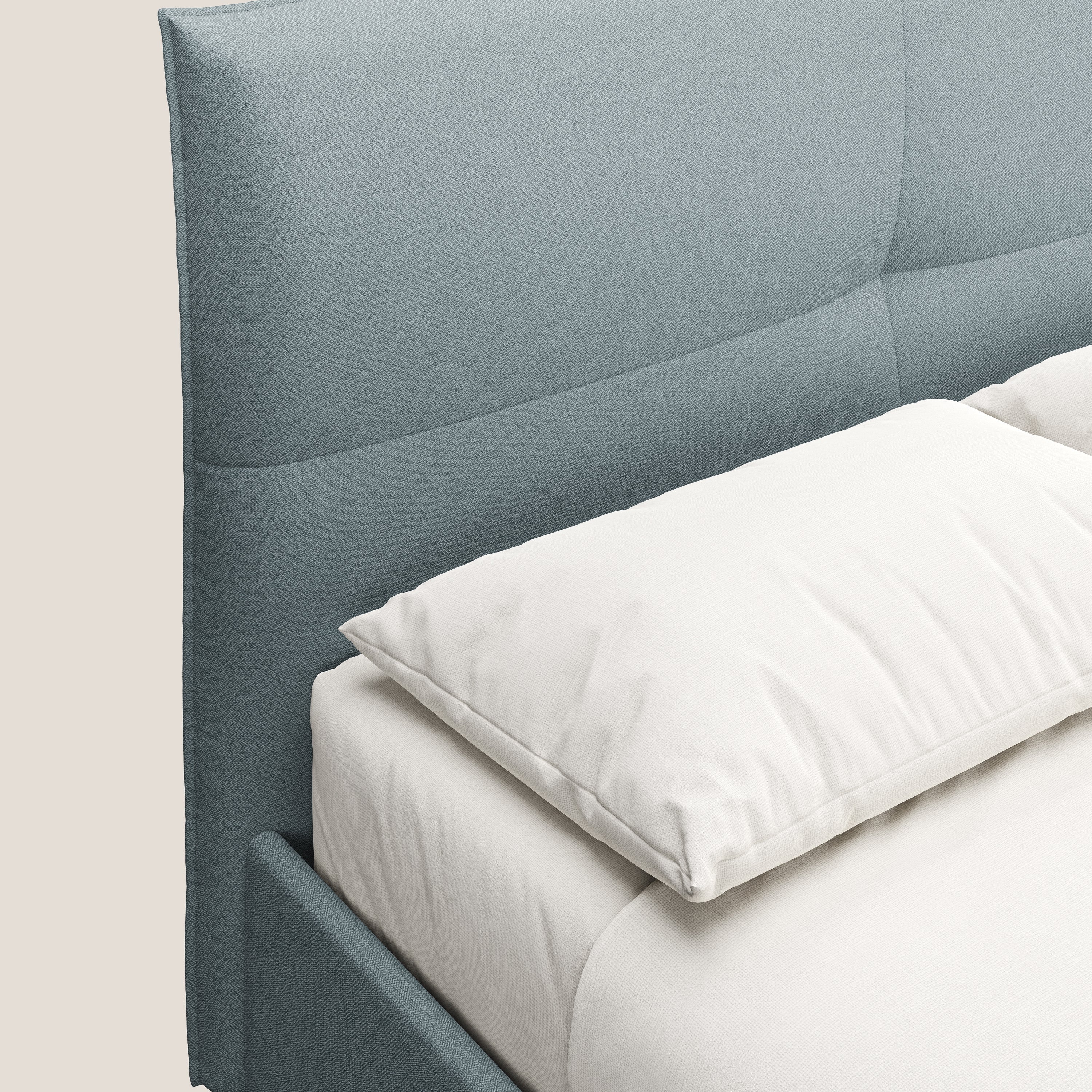 Izumi Lit rembourré avec coffre et pieds hauts en tissu détachable T05 sucre glace - Image 6