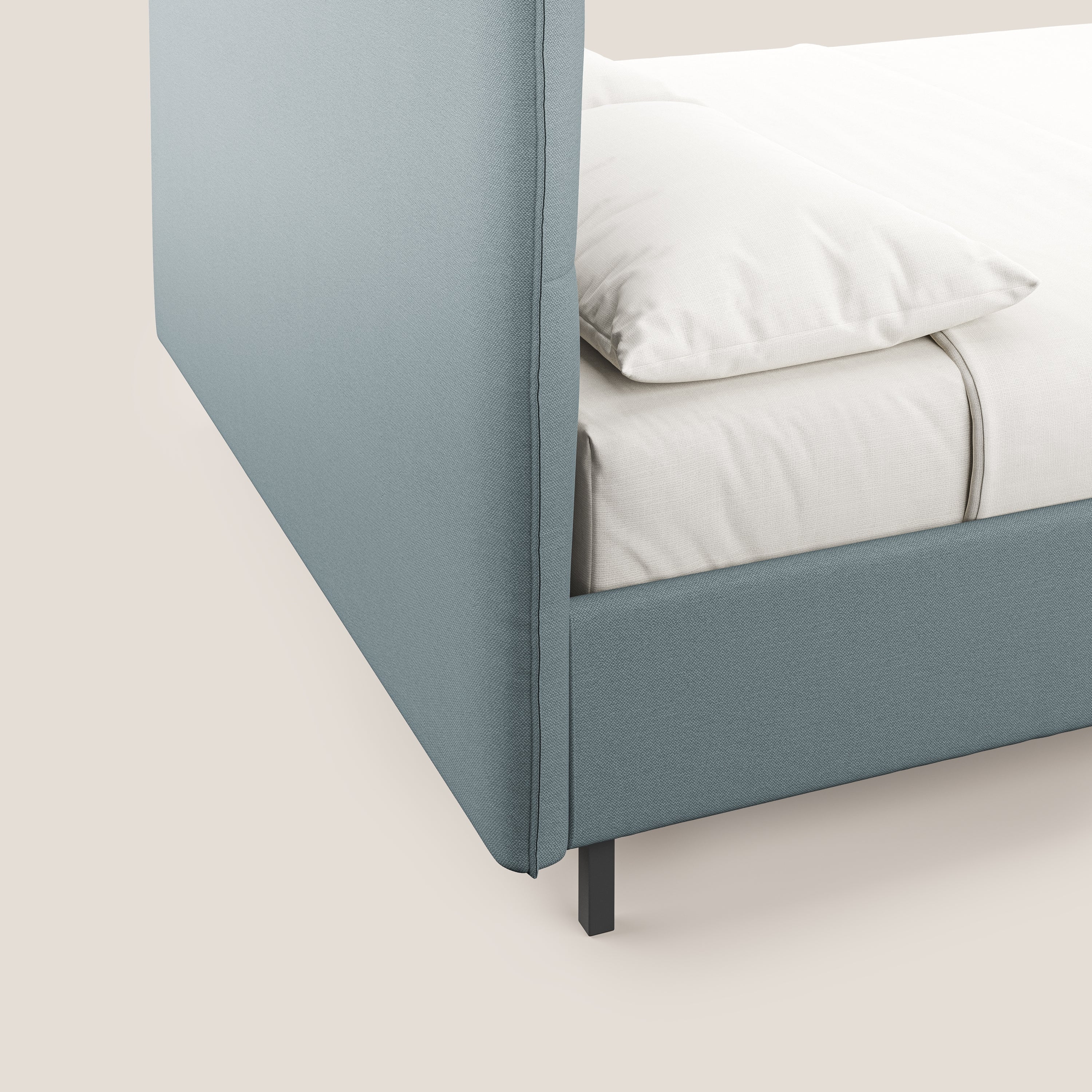 Izumi Lit rembourré avec coffre et pieds hauts en tissu détachable T05 sucre glace - Image 7