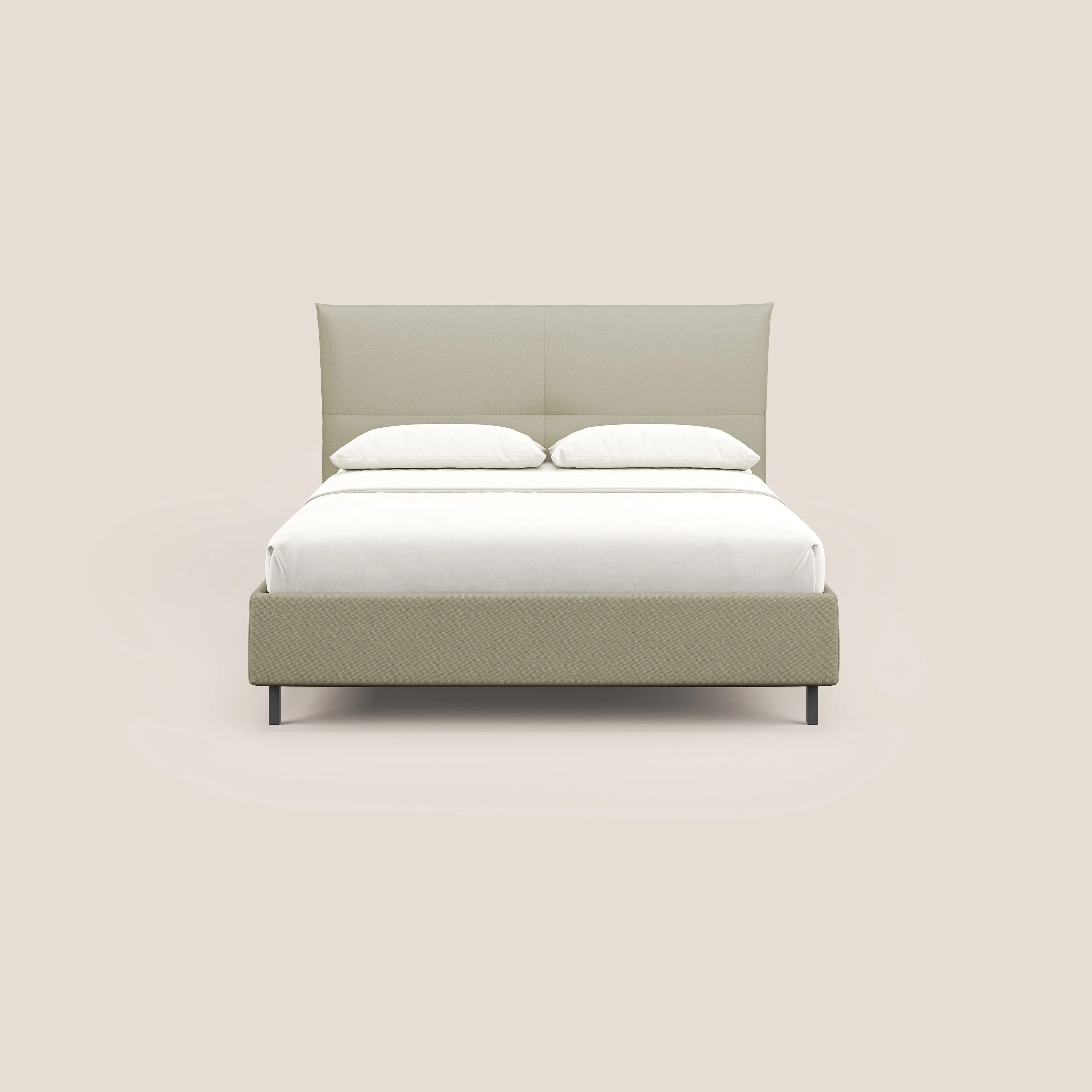 Izumi Lit rembourré avec coffre et pieds hauts en tissu détachable T05 crème - Image 3