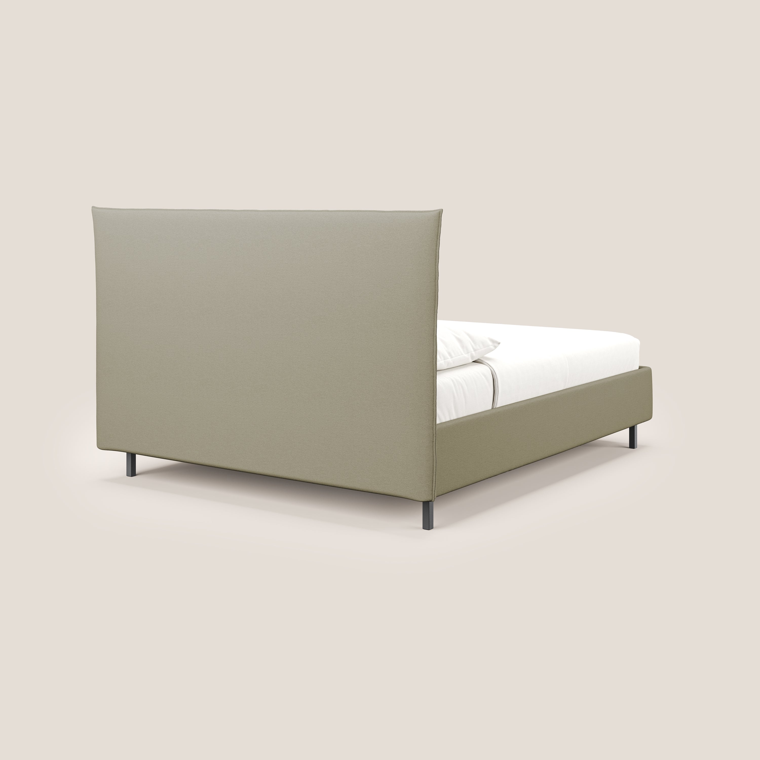 Izumi Lit rembourré avec coffre et pieds hauts en tissu détachable T05 crème - Image 5