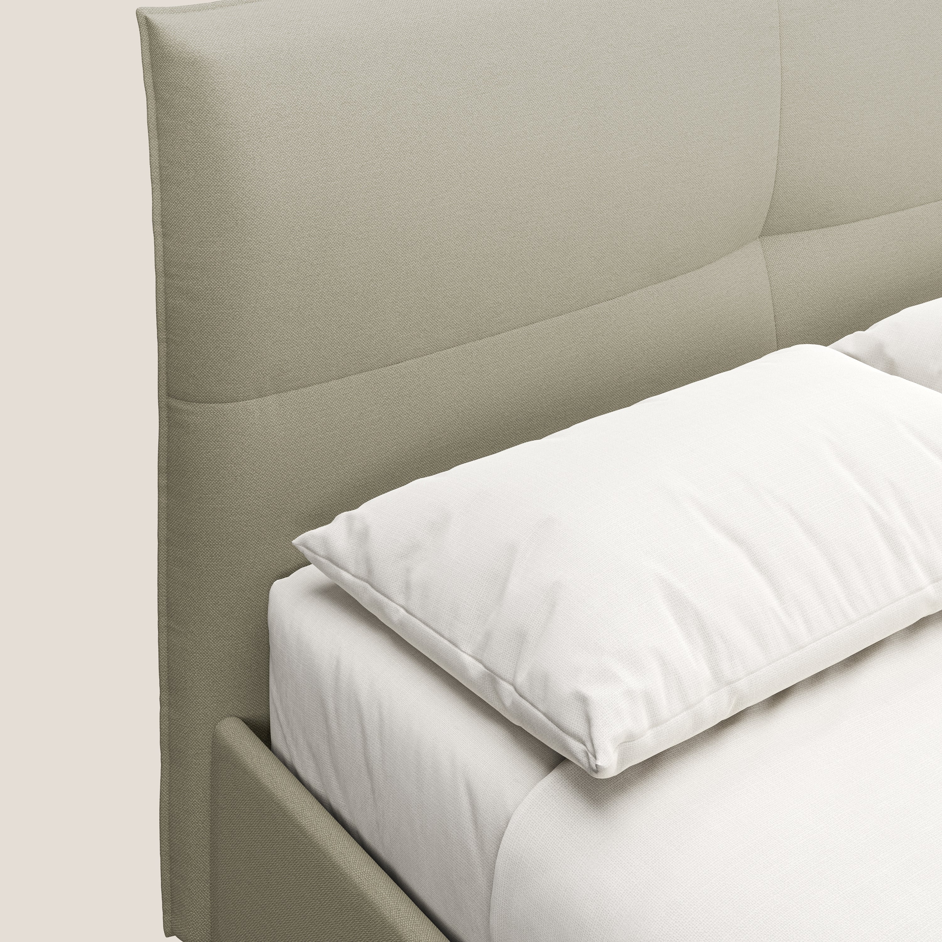 Izumi Lit rembourré avec coffre et pieds hauts en tissu détachable T05 crème - Image 6