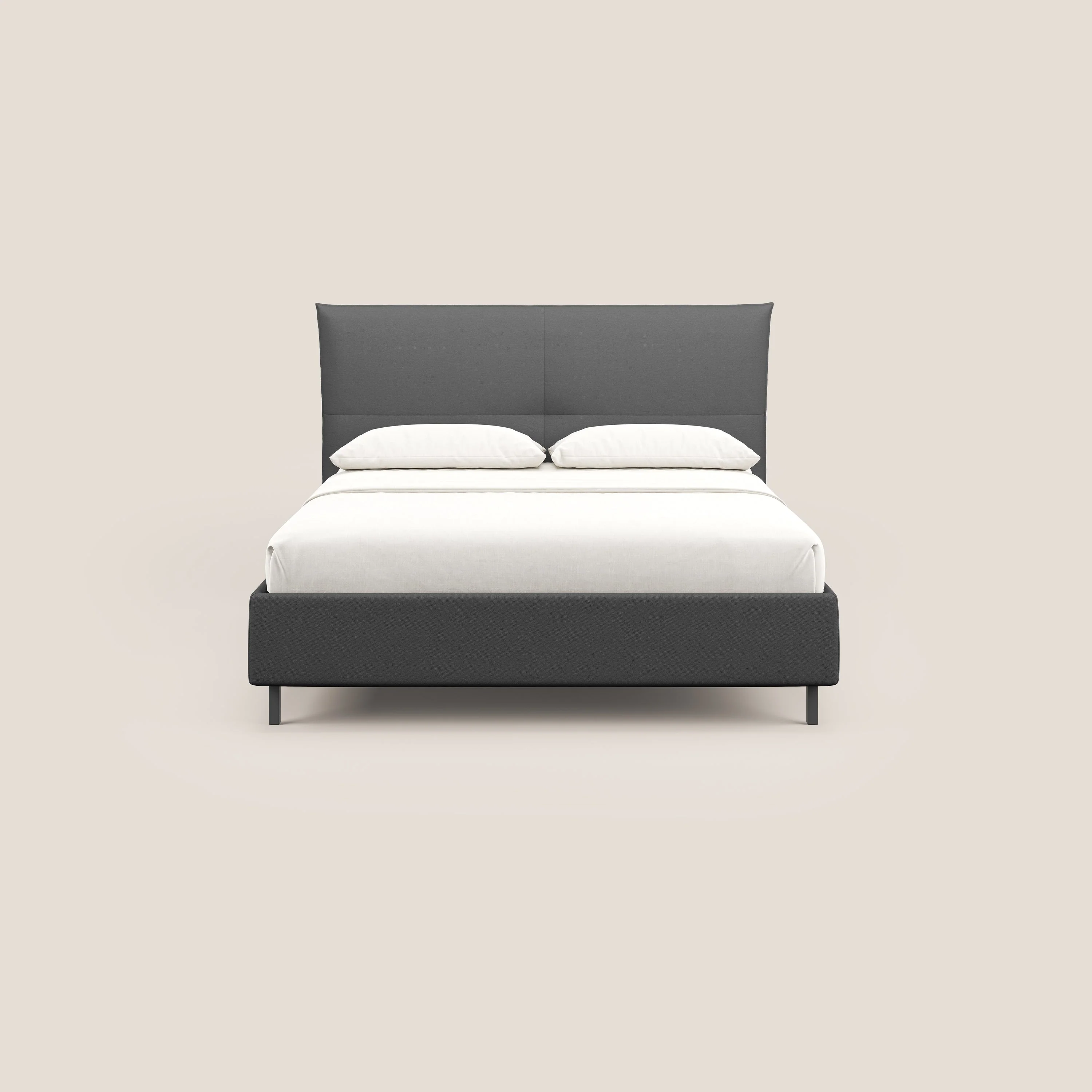 Izumi Lit rembourré avec coffre et pieds hauts en tissu détachable T05 anthracite - Image 3