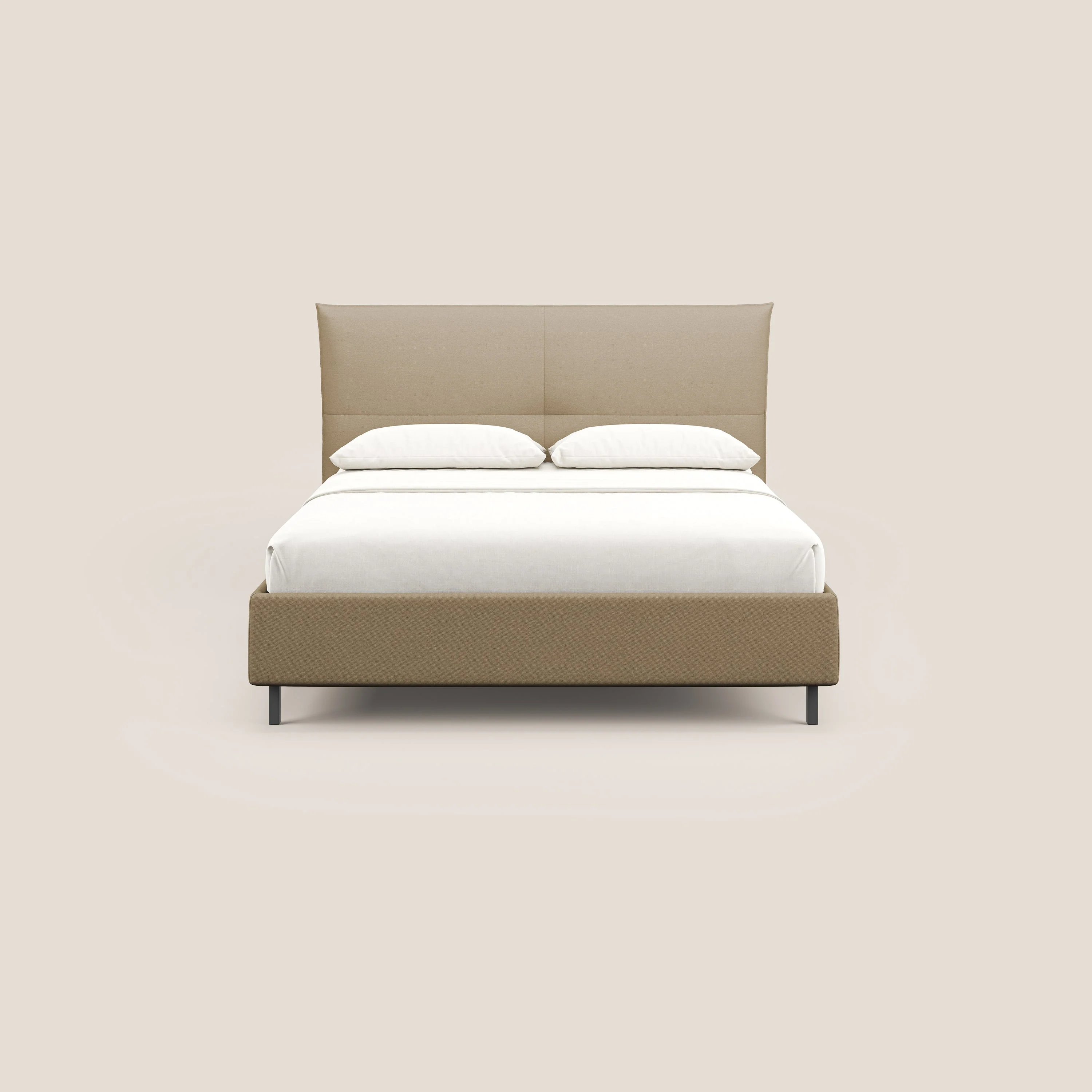 Izumi Lit rembourré avec coffre et pieds hauts en tissu détachable T05 beige - Image 3