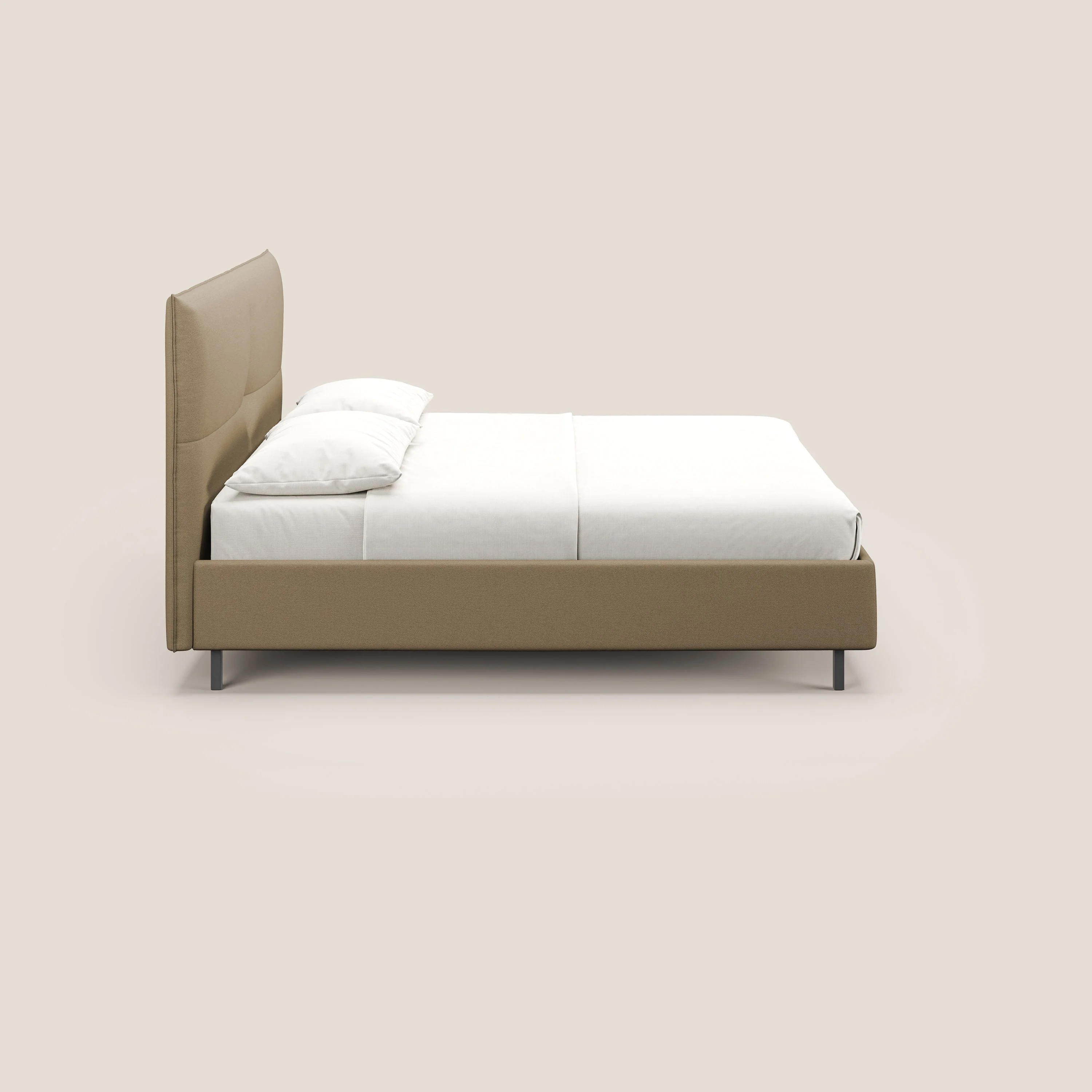 Izumi Lit rembourré avec coffre et pieds hauts en tissu détachable T05 beige - Image 4