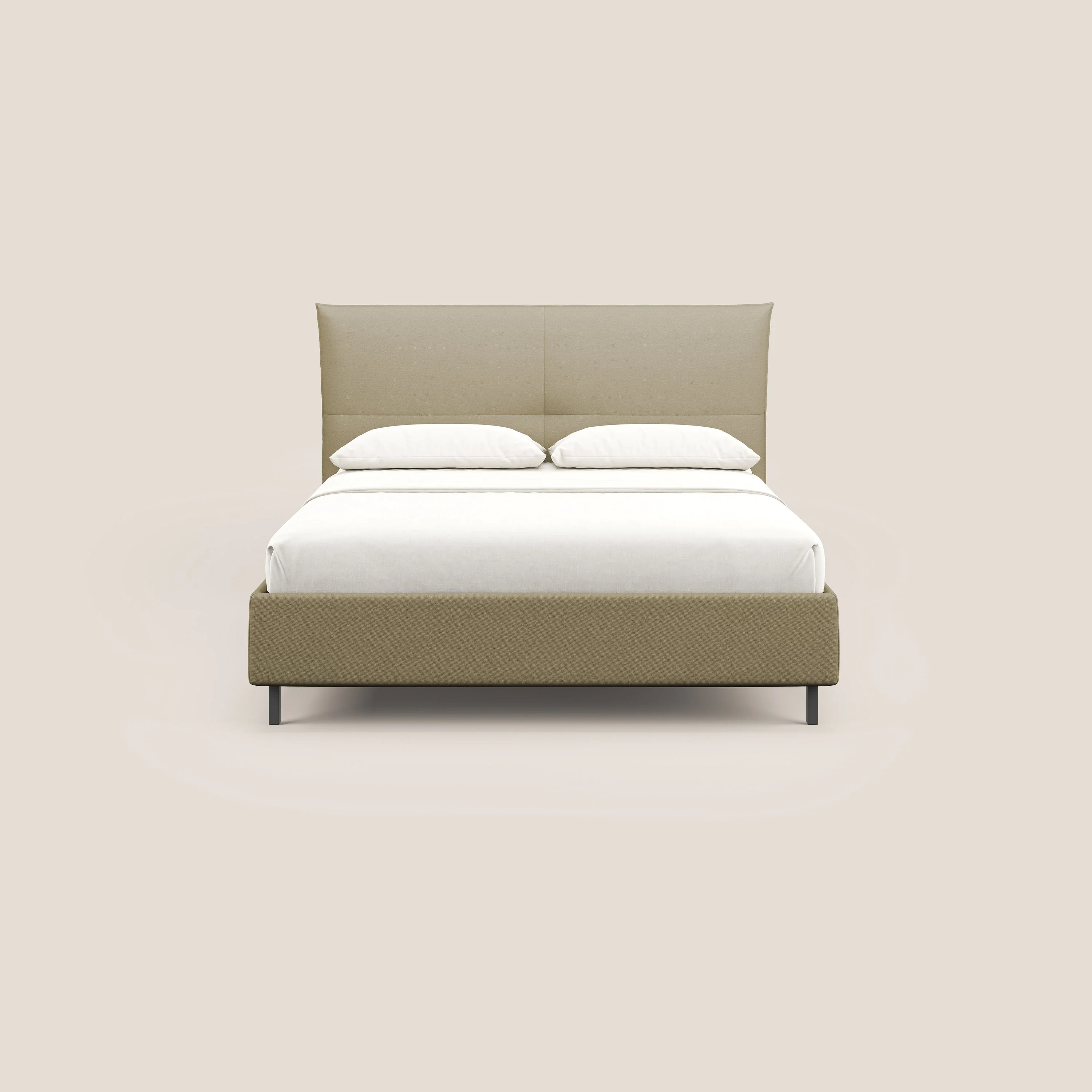 Izumi Lit rembourré avec coffre et pieds hauts en tissu détachable T05 camel - Image 3