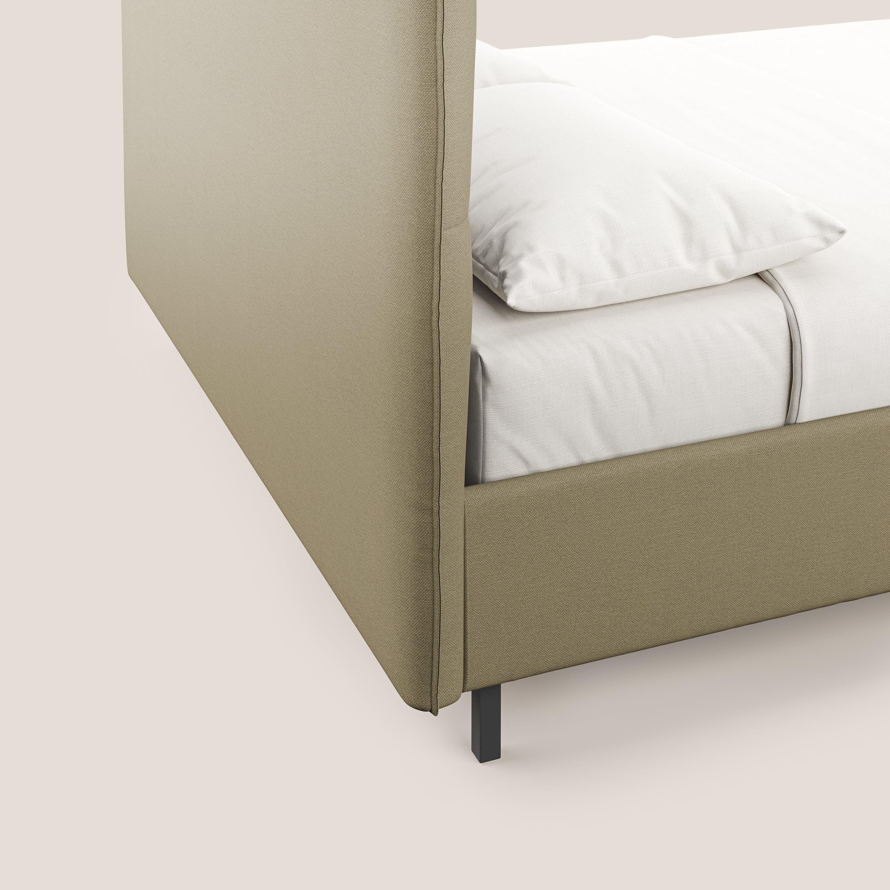 Izumi Lit rembourré avec coffre et pieds hauts en tissu détachable T05 camel - Image 7