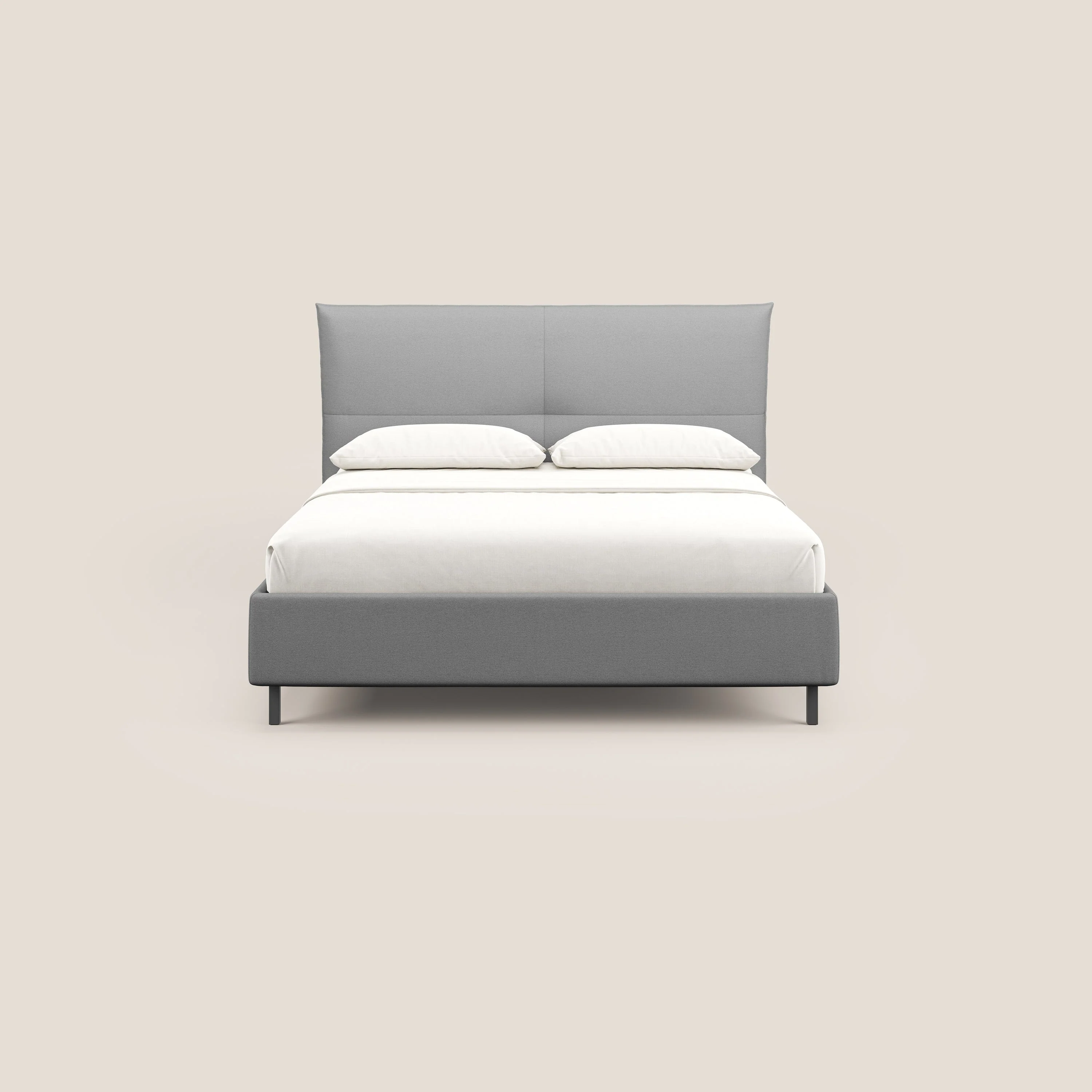 Izumi Lit rembourré avec coffre et pieds hauts en tissu détachable T05 gris - Image 3