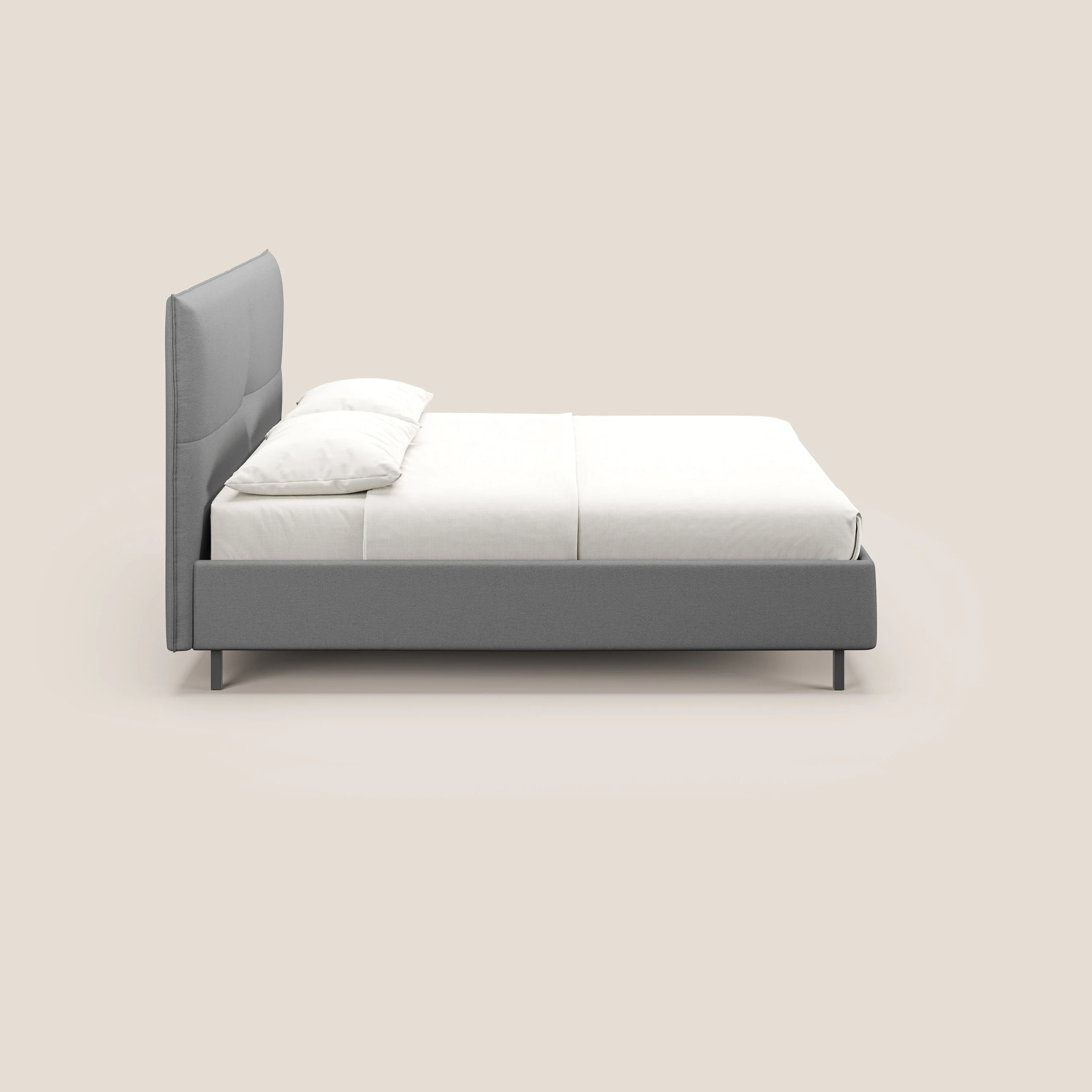 Izumi Lit rembourré avec coffre et pieds hauts en tissu détachable T05 gris - Image 4