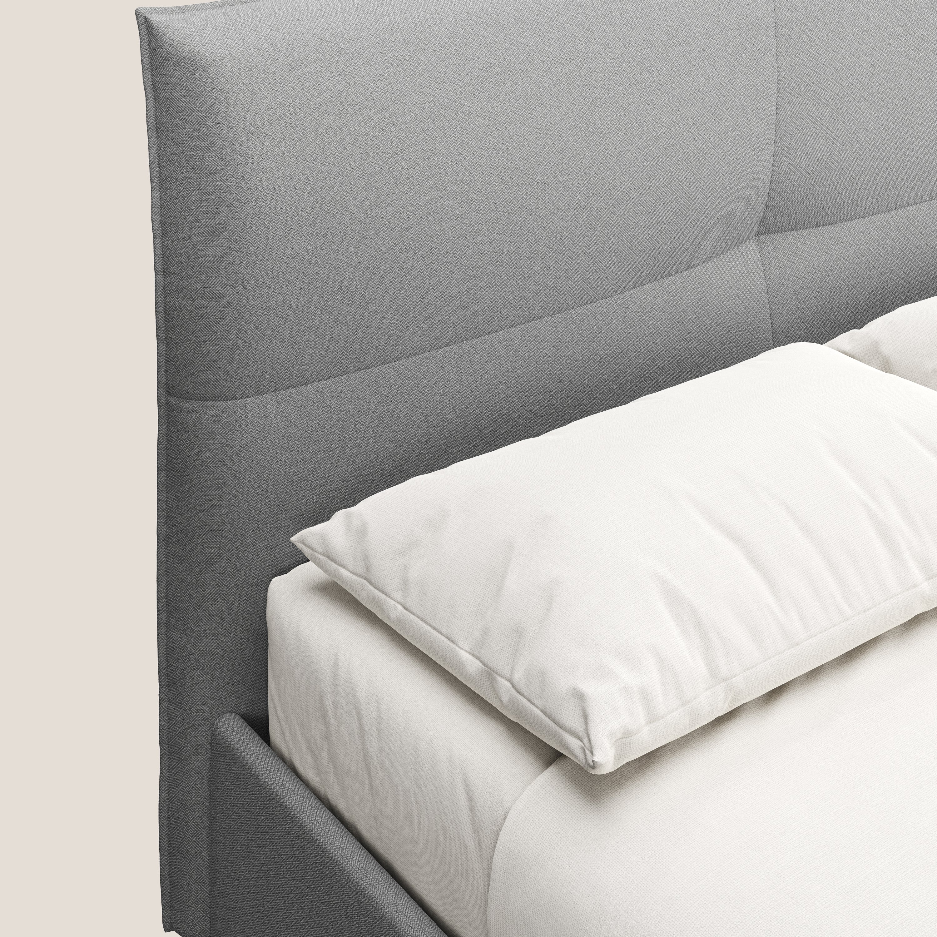 Izumi Lit rembourré avec coffre et pieds hauts en tissu détachable T05 gris - Image 6