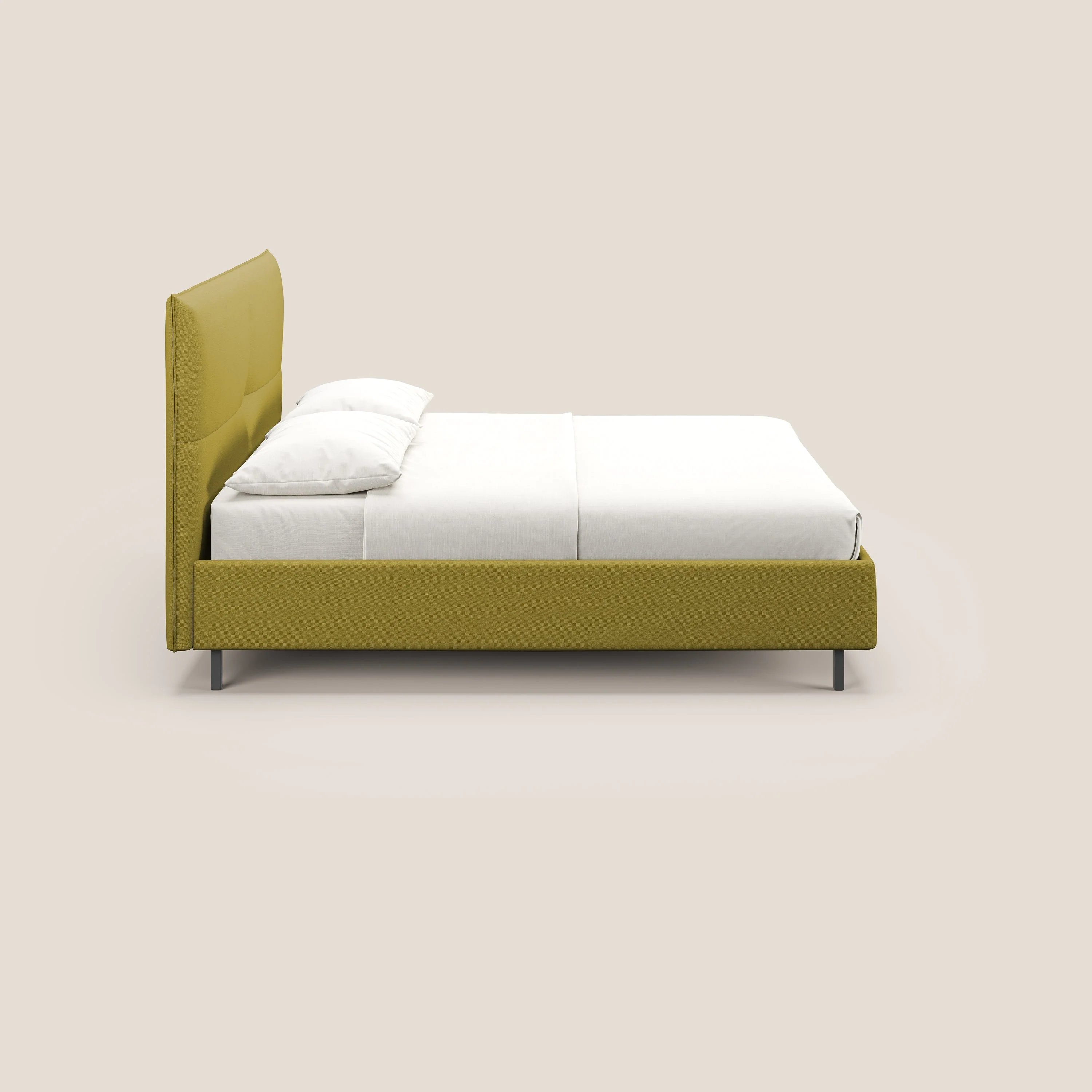 Izumi Lit rembourré avec coffre et pieds hauts en tissu détachable T05 jaune - Image 4