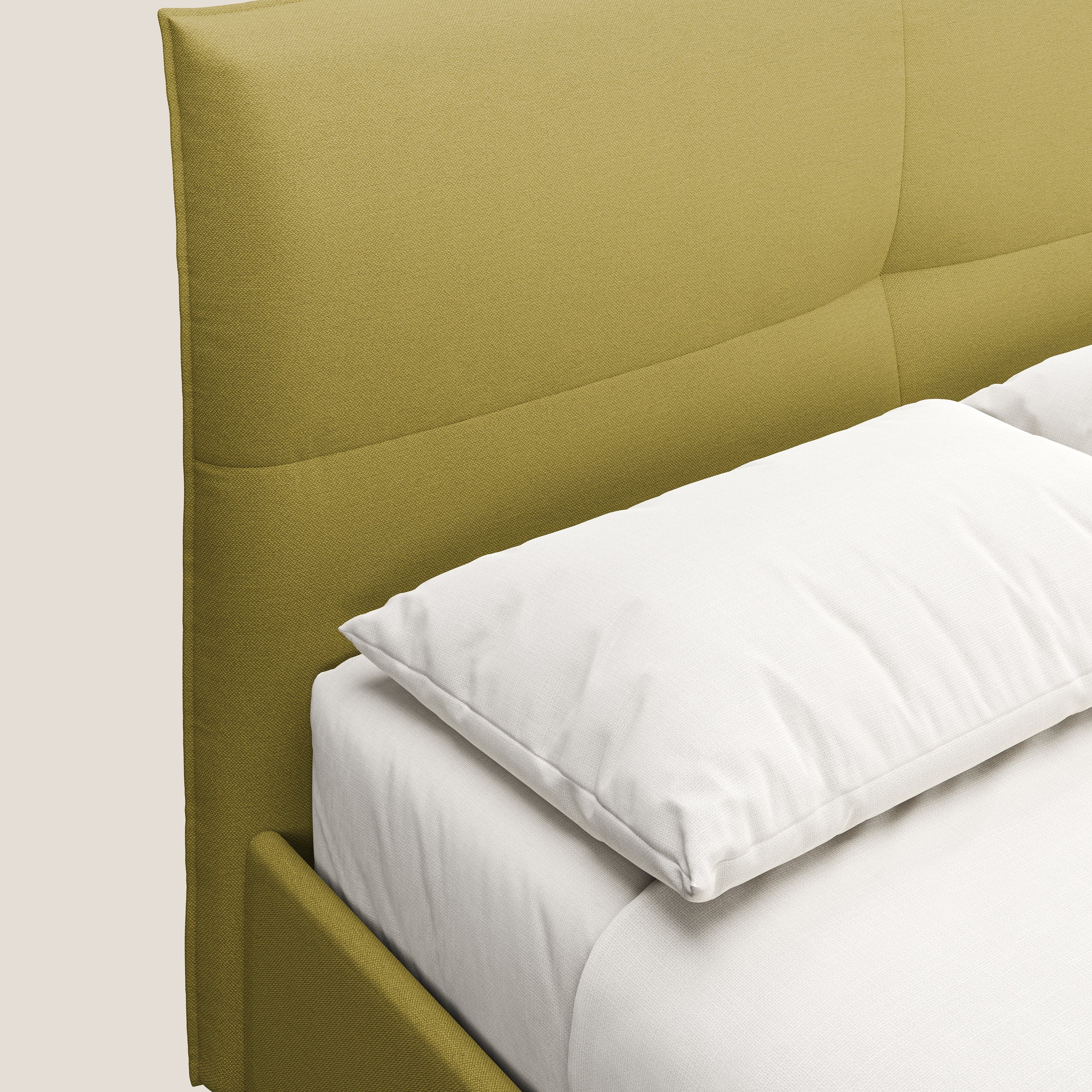 Izumi Lit rembourré avec coffre et pieds hauts en tissu détachable T05 jaune - Image 6