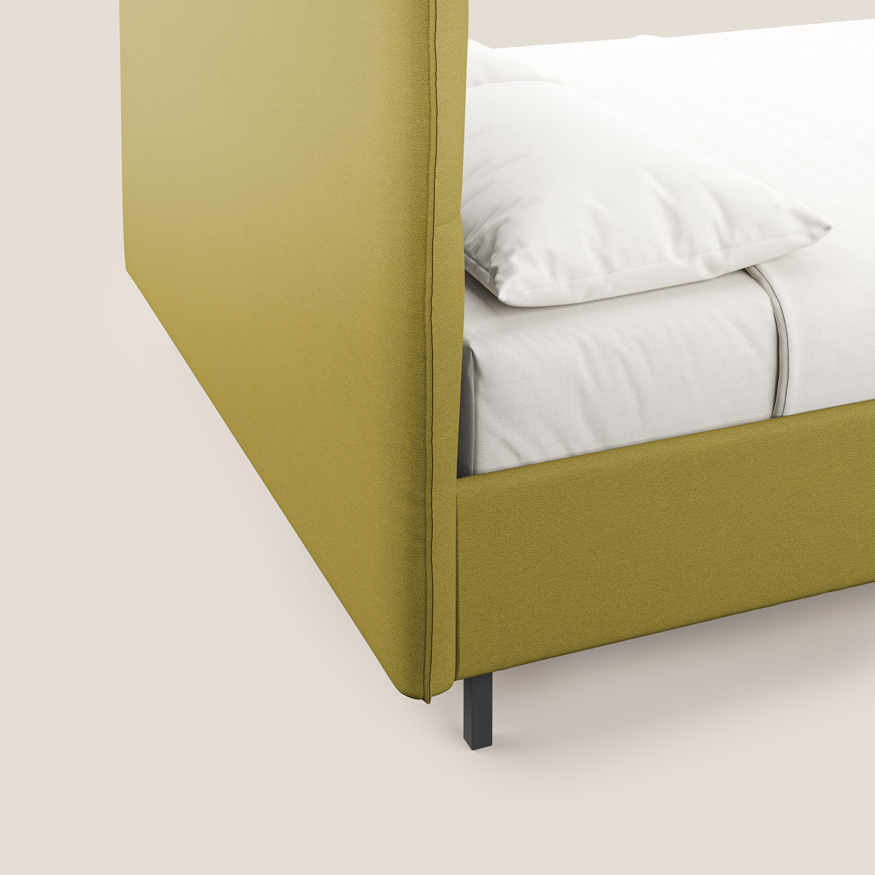 Izumi Lit rembourré avec coffre et pieds hauts en tissu détachable T05 jaune - Image 7
