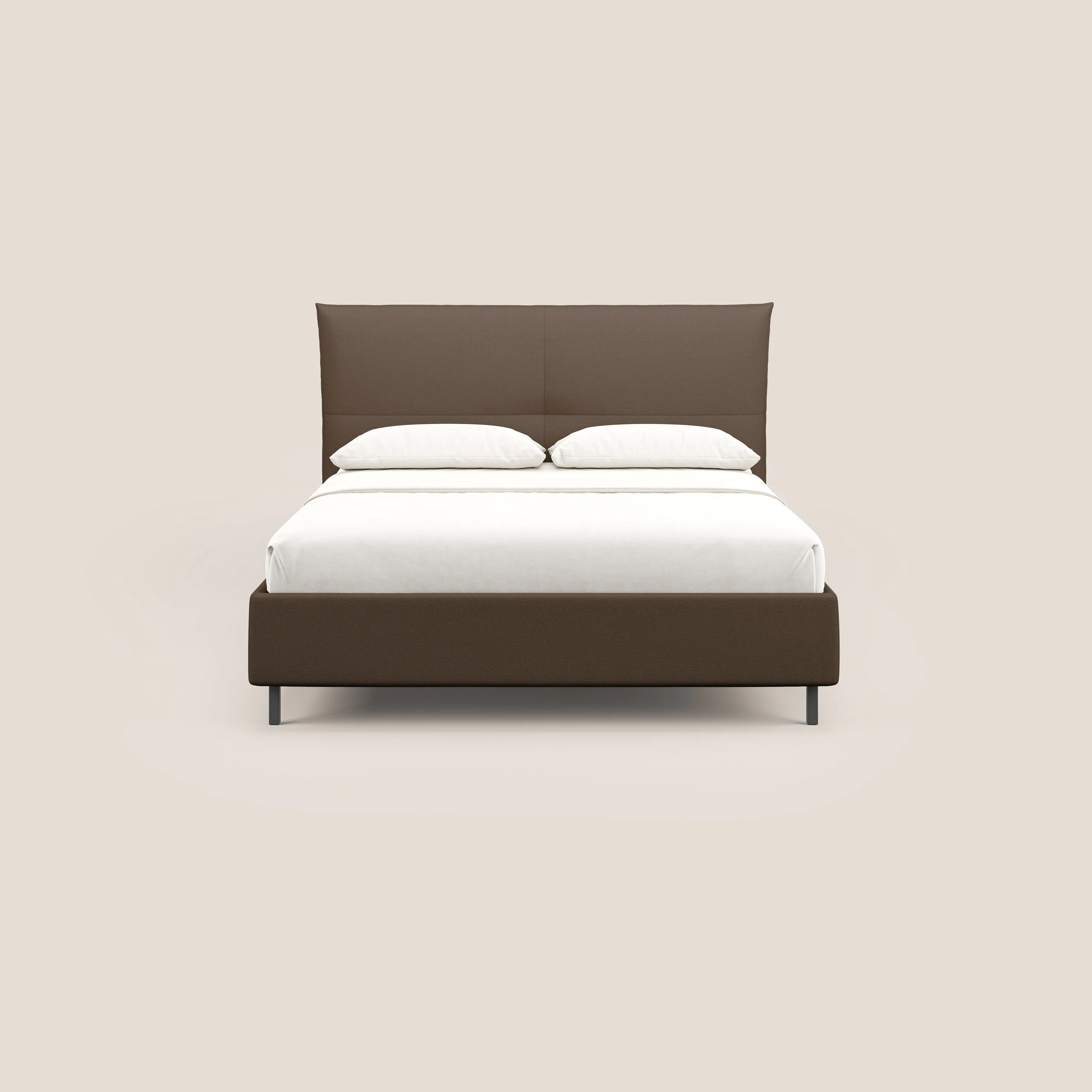 Izumi Lit rembourré avec coffre et pieds hauts en tissu détachable T05 marron - Image 3