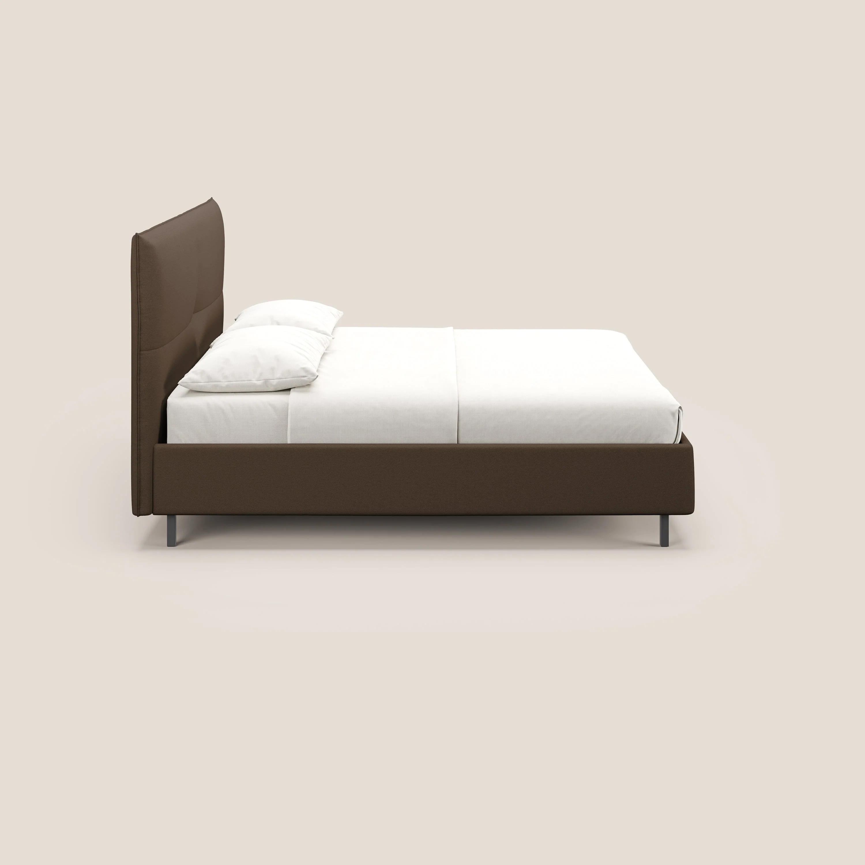 Izumi Lit rembourré avec coffre et pieds hauts en tissu détachable T05 marron - Image 4