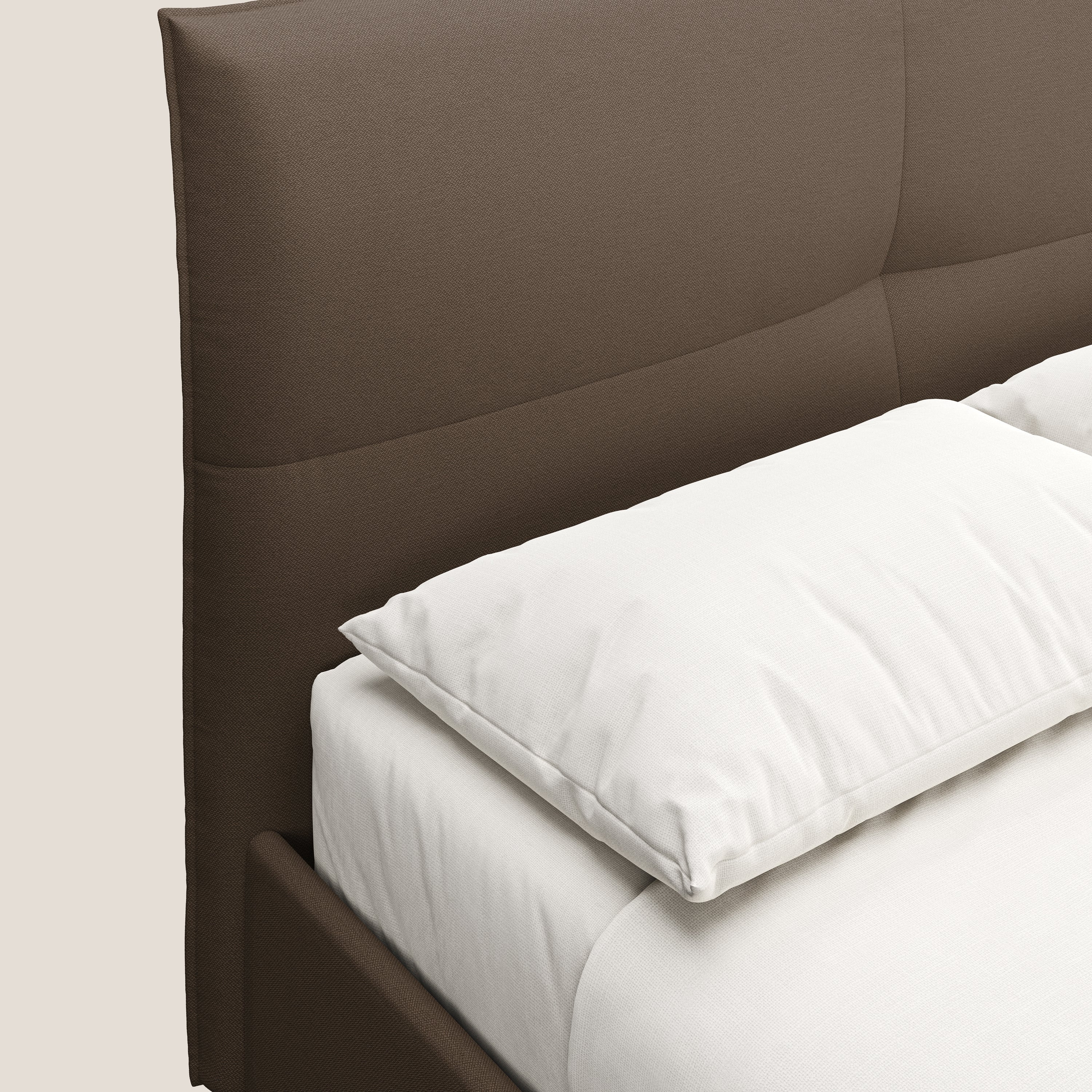 Izumi Lit rembourré avec coffre et pieds hauts en tissu détachable T05 marron - Image 6