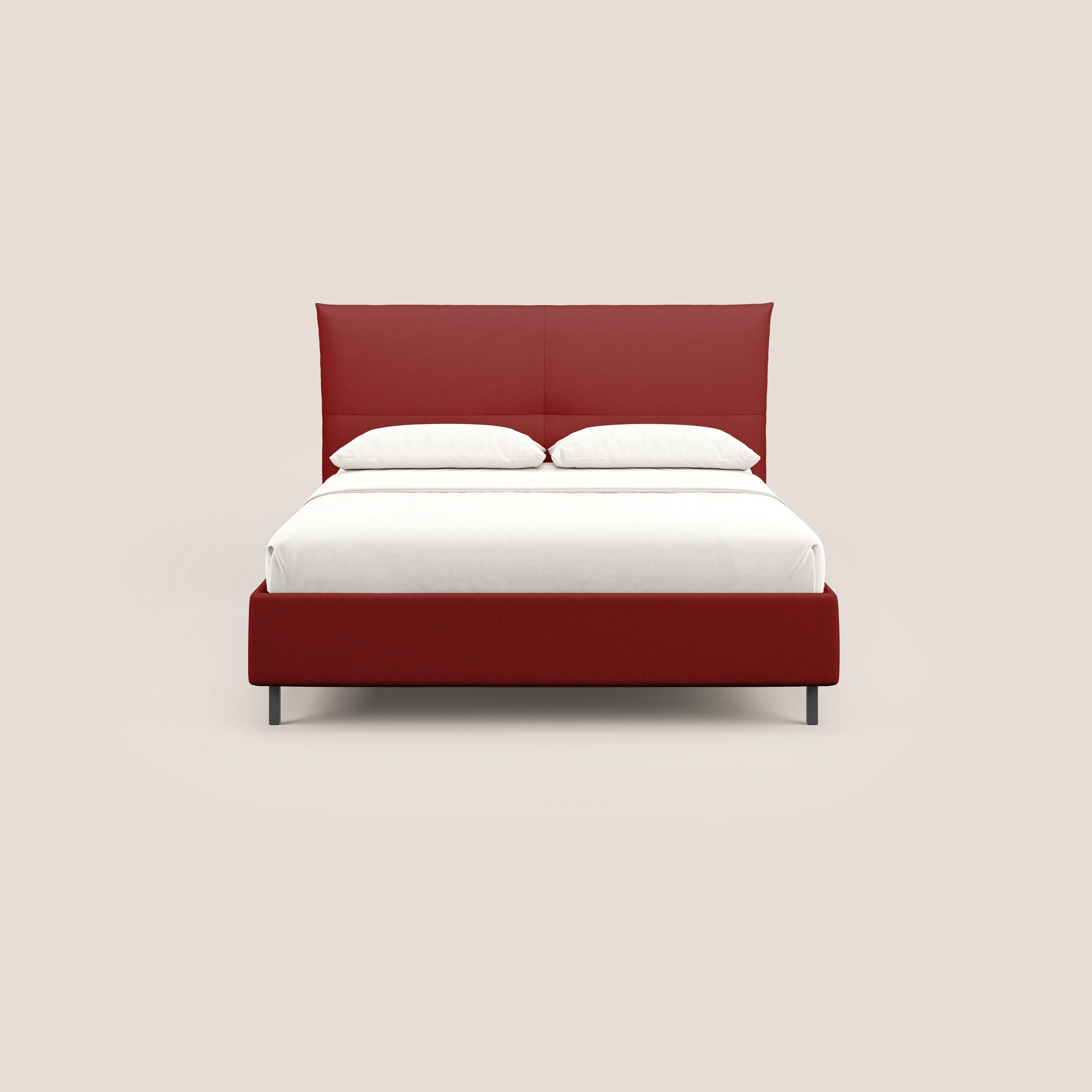Izumi Lit rembourré avec coffre et pieds hauts en tissu détachable T05 rouge - Image 3