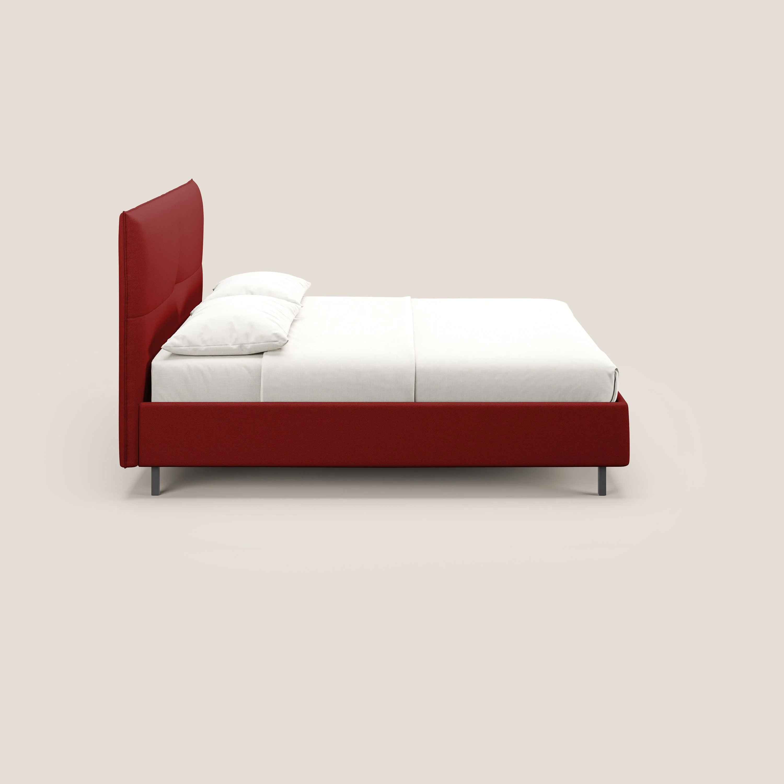 Izumi Lit rembourré avec coffre et pieds hauts en tissu détachable T05 rouge - Image 4