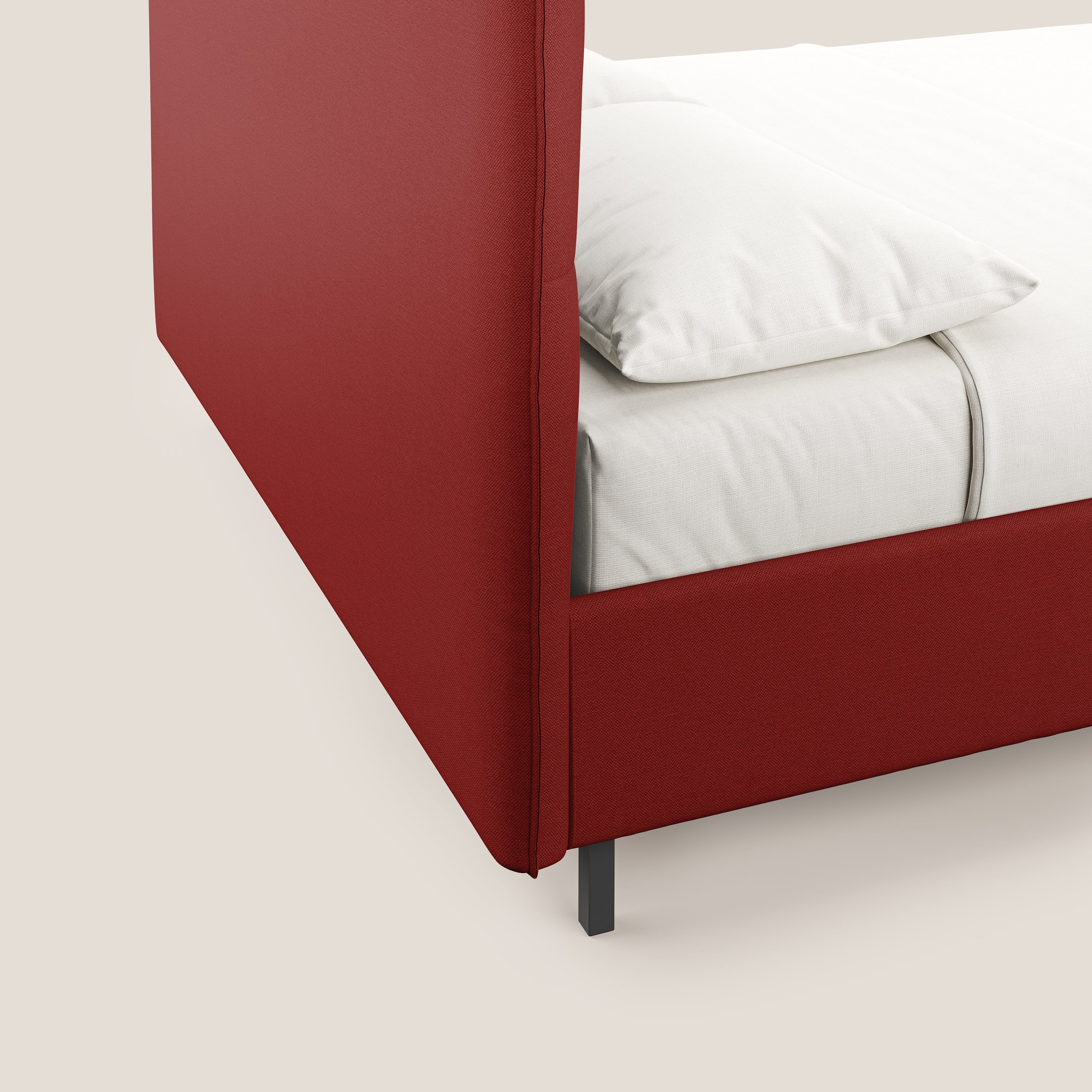 Izumi Lit rembourré avec coffre et pieds hauts en tissu détachable T05 rouge - Image 7