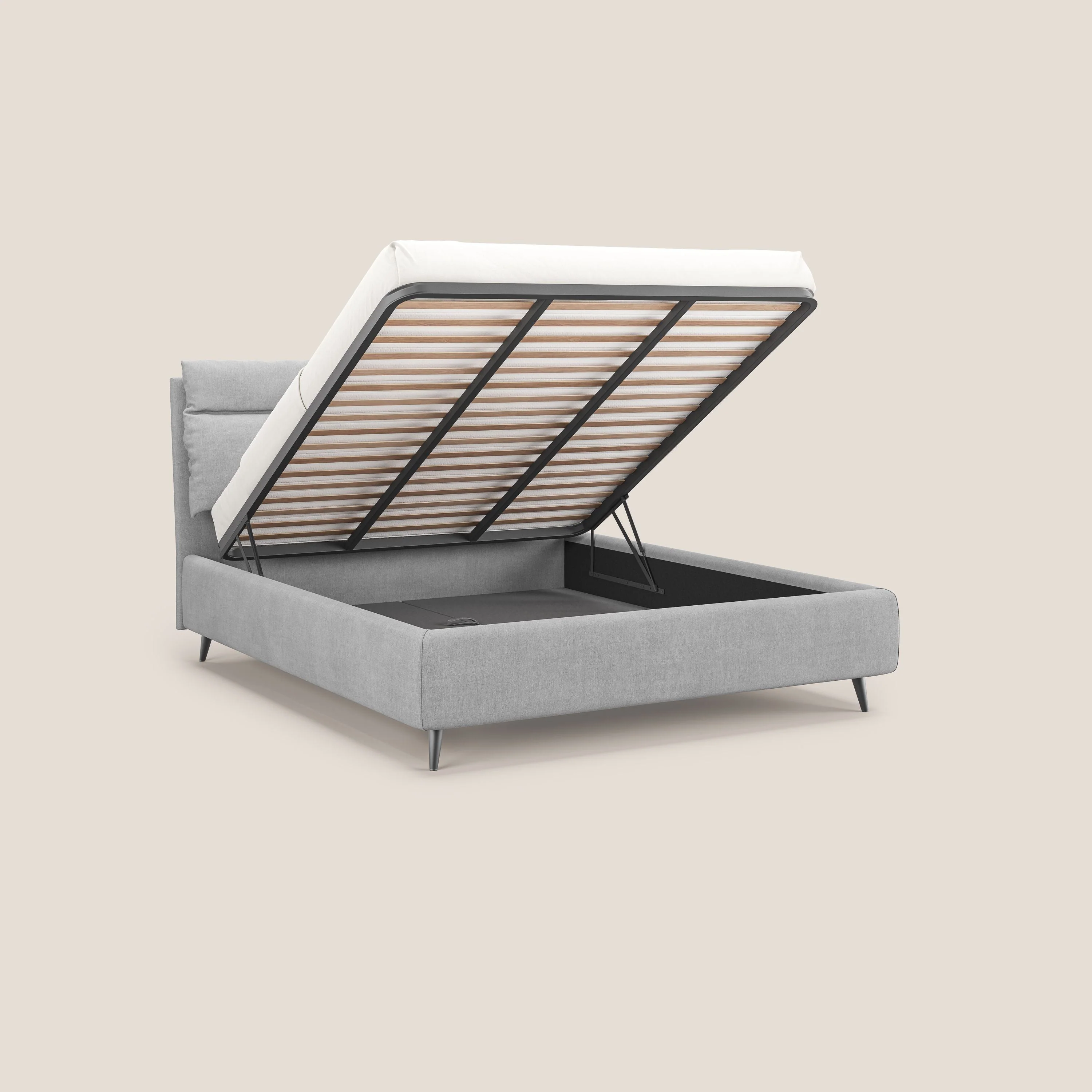 Jerry lit coffre et coussins réglables en tissu détachable T17 gris - Image 2