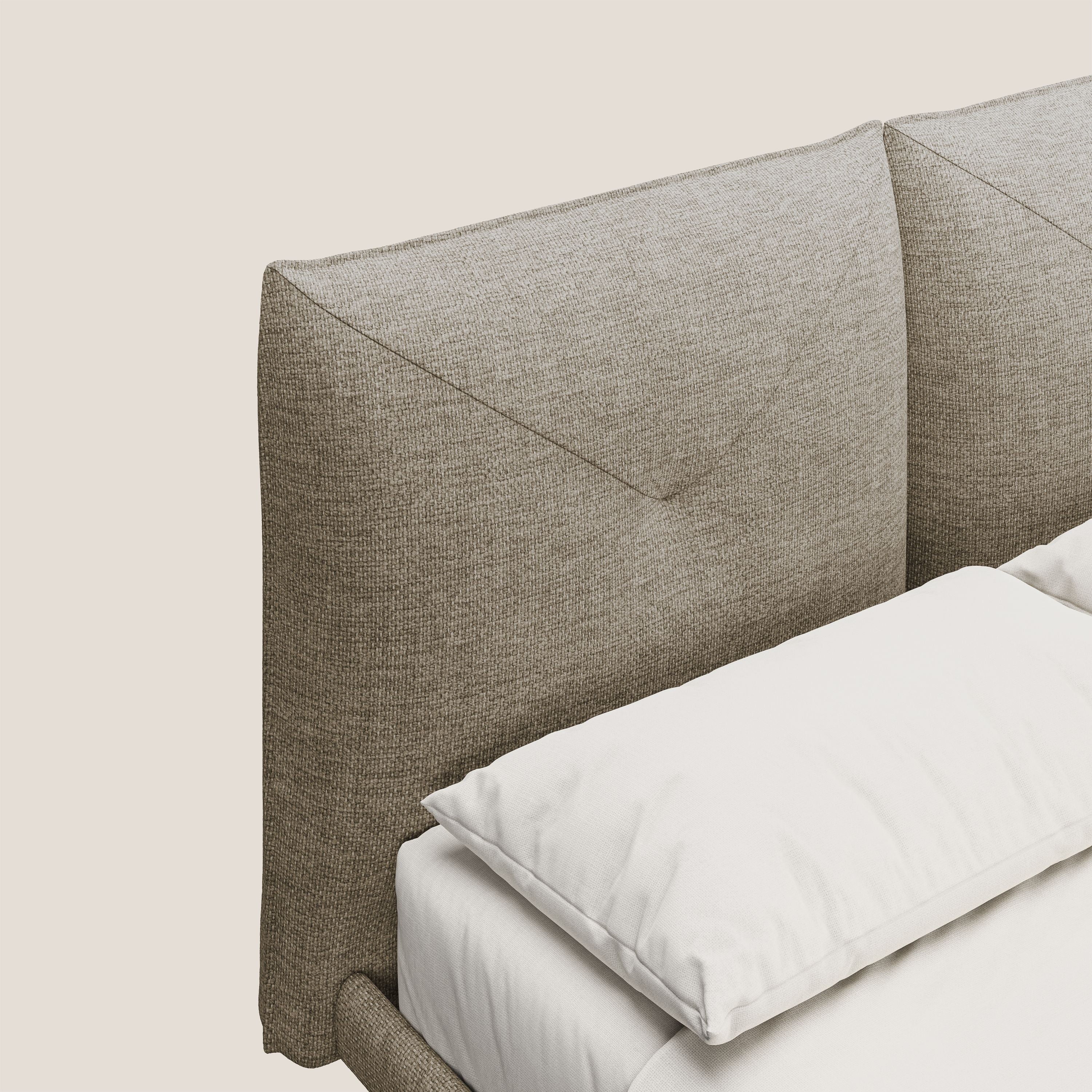 Jolie lit à double panneau et pieds hauts en métal en tissu détachable T18 beige - Image 5