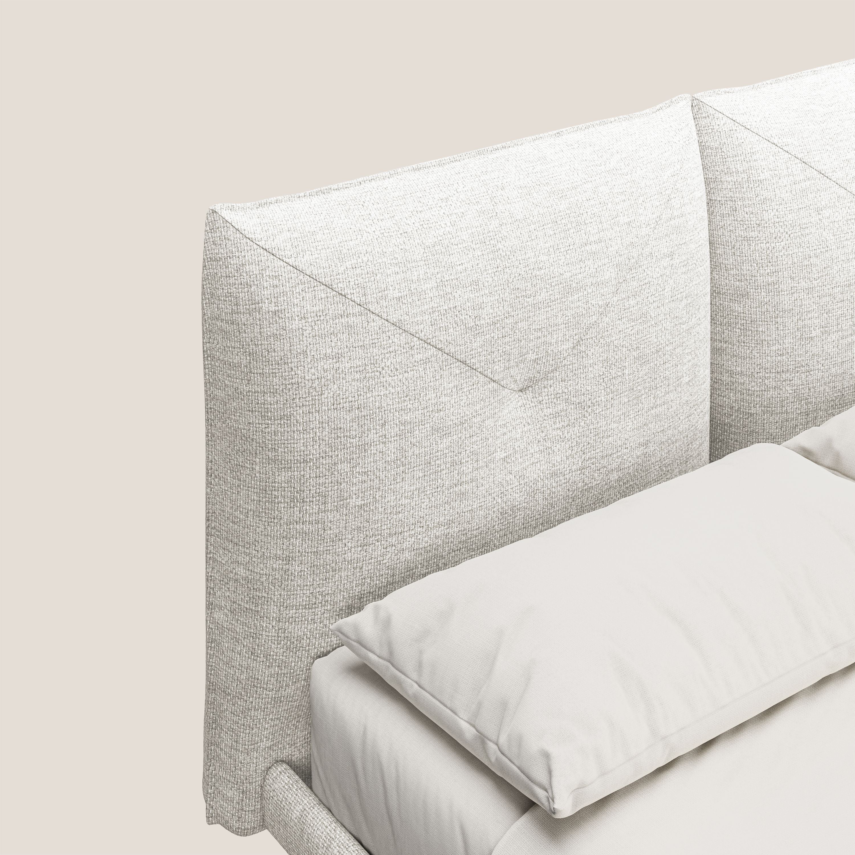 Jolie lit à double panneau et pieds hauts en métal en tissu détachable T18 blanc - Image 5