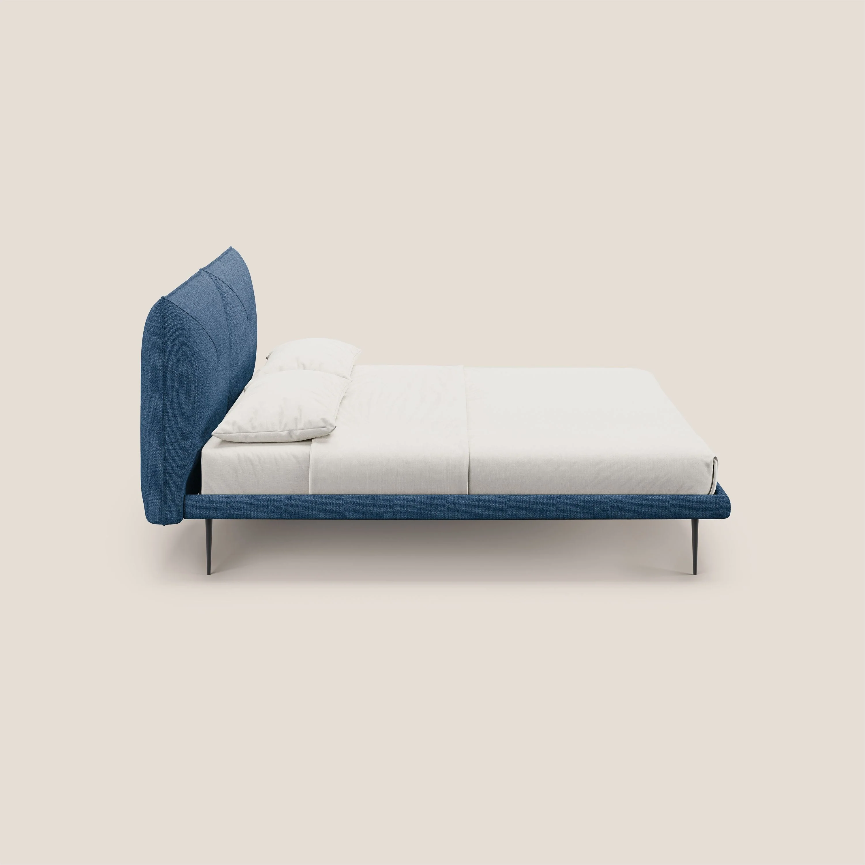 Jolie lit à double panneau et pieds hauts en métal en tissu détachable T18 bleu - Image 3