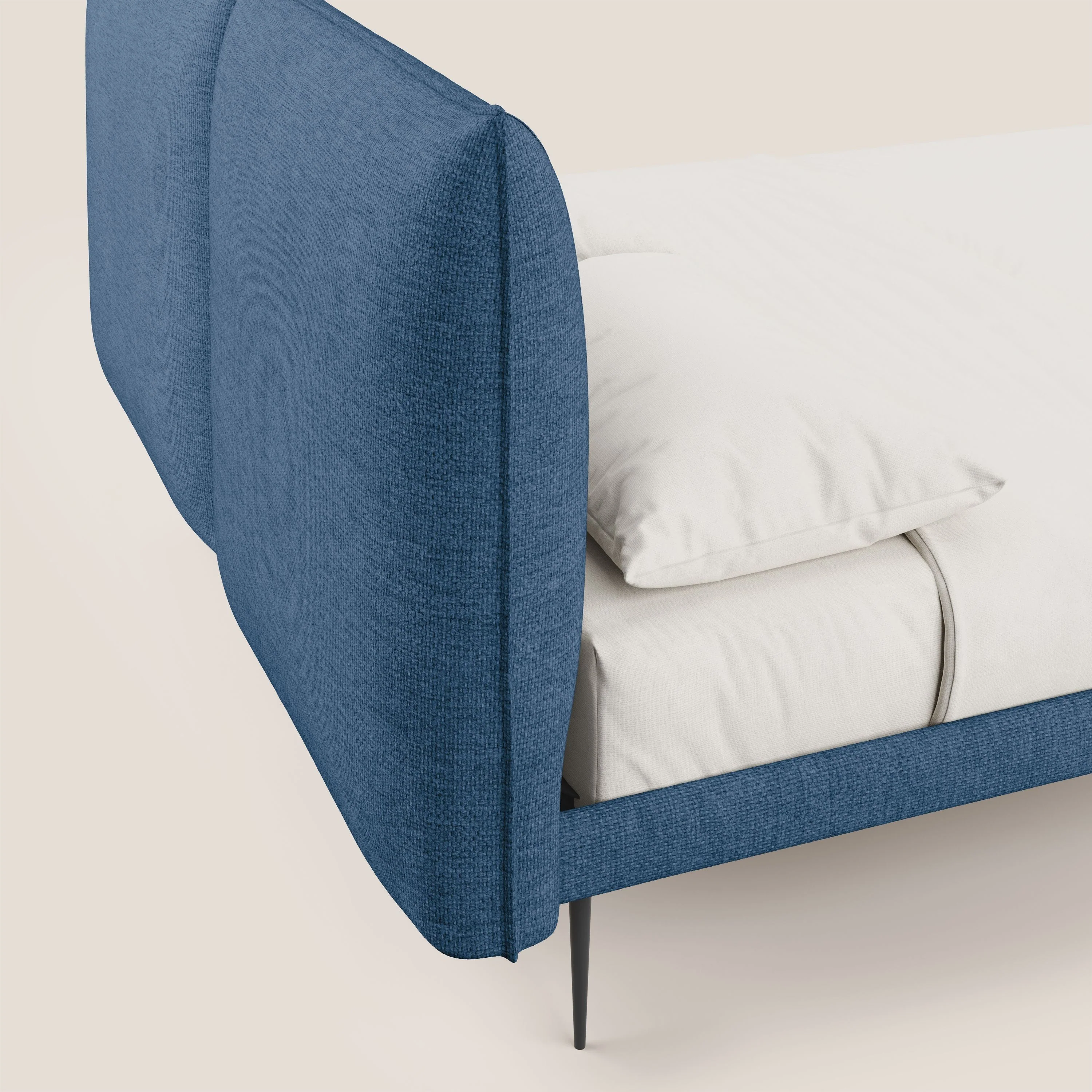 Jolie lit à double panneau et pieds hauts en métal en tissu détachable T18 bleu - Image 6