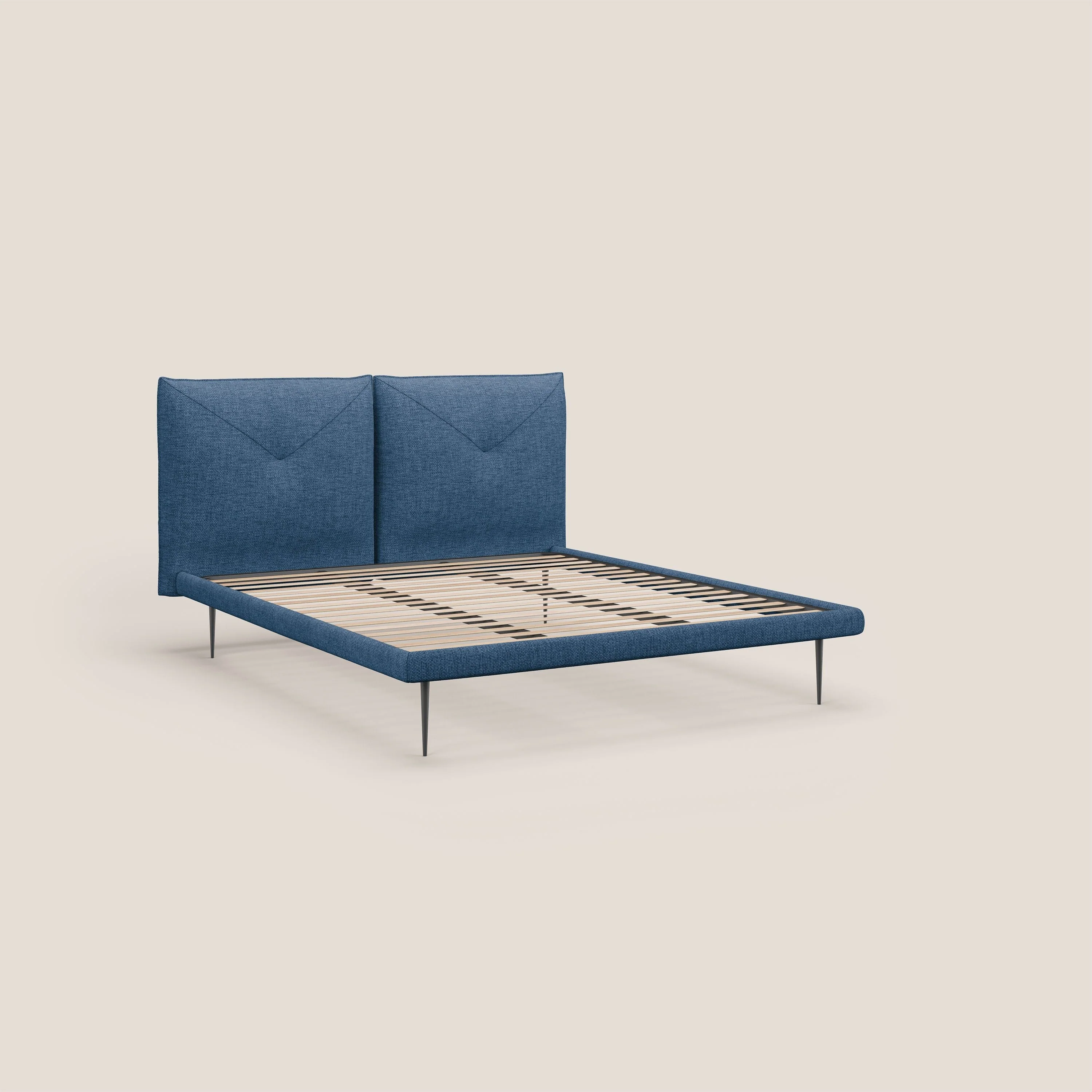 Jolie lit à double panneau et pieds hauts en métal en tissu détachable T18 bleu - Image 7