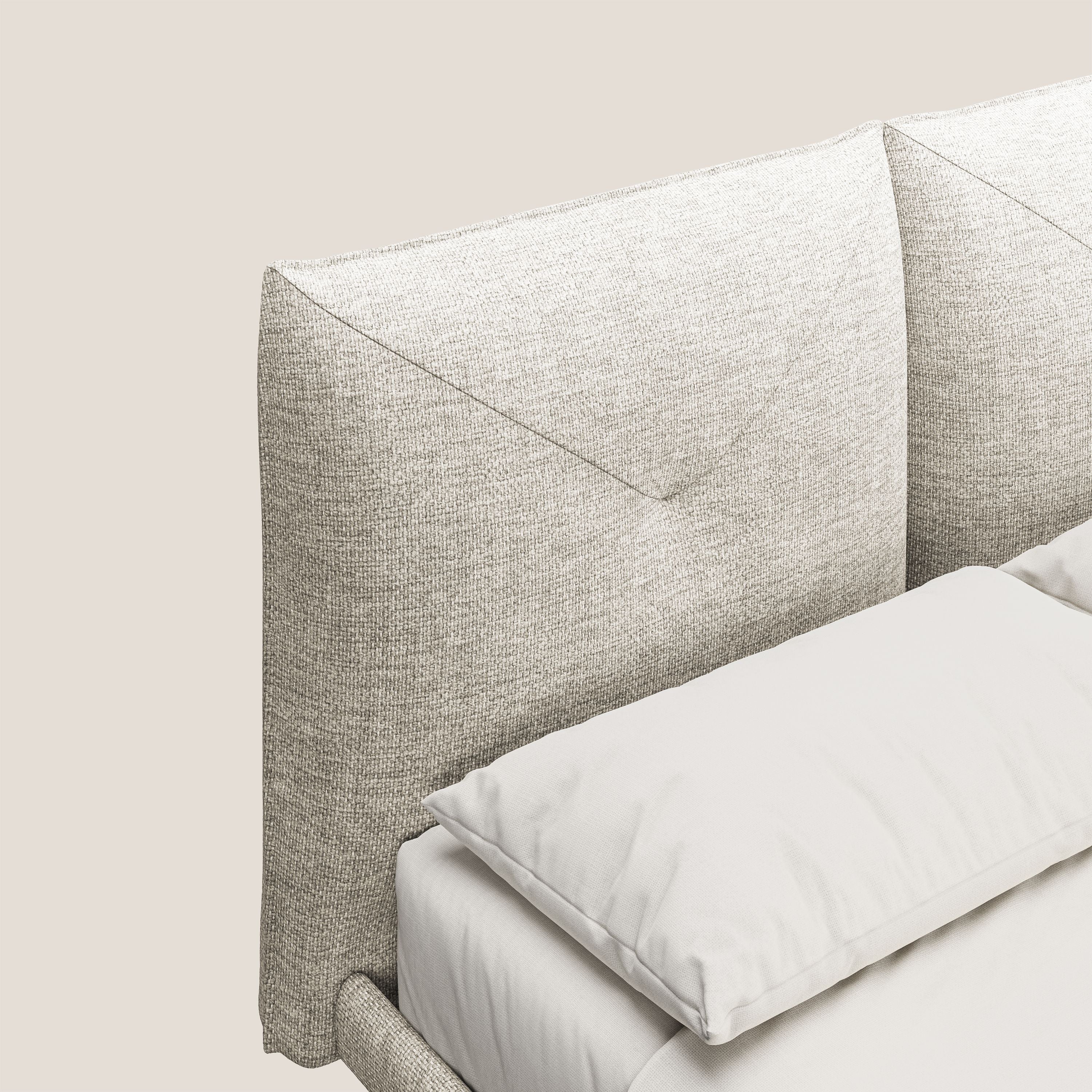 Jolie lit à double panneau et pieds hauts en métal en tissu détachable T18 crème - Image 5