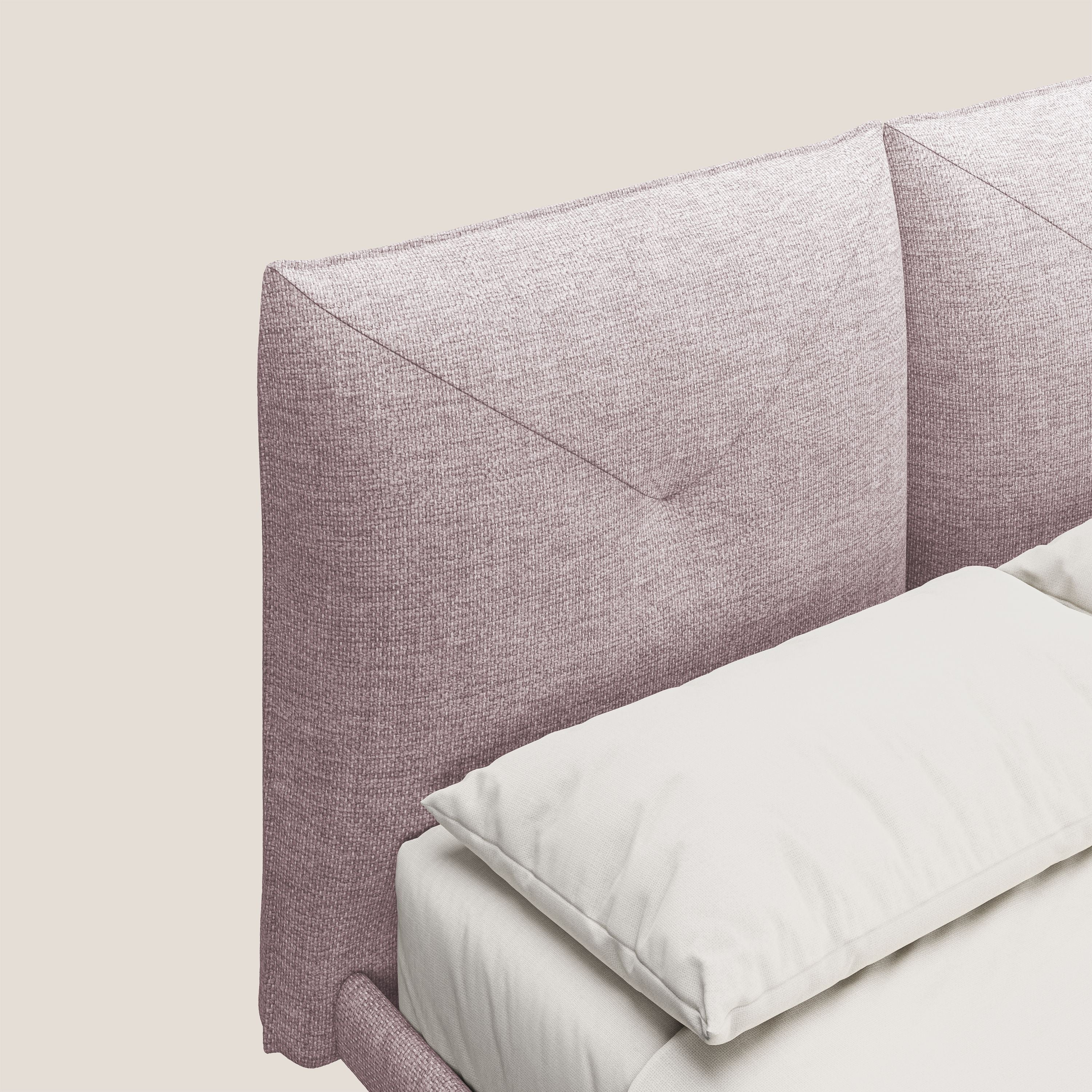 Jolie lit à double panneau et pieds hauts en métal en tissu détachable T18 rose - Image 5