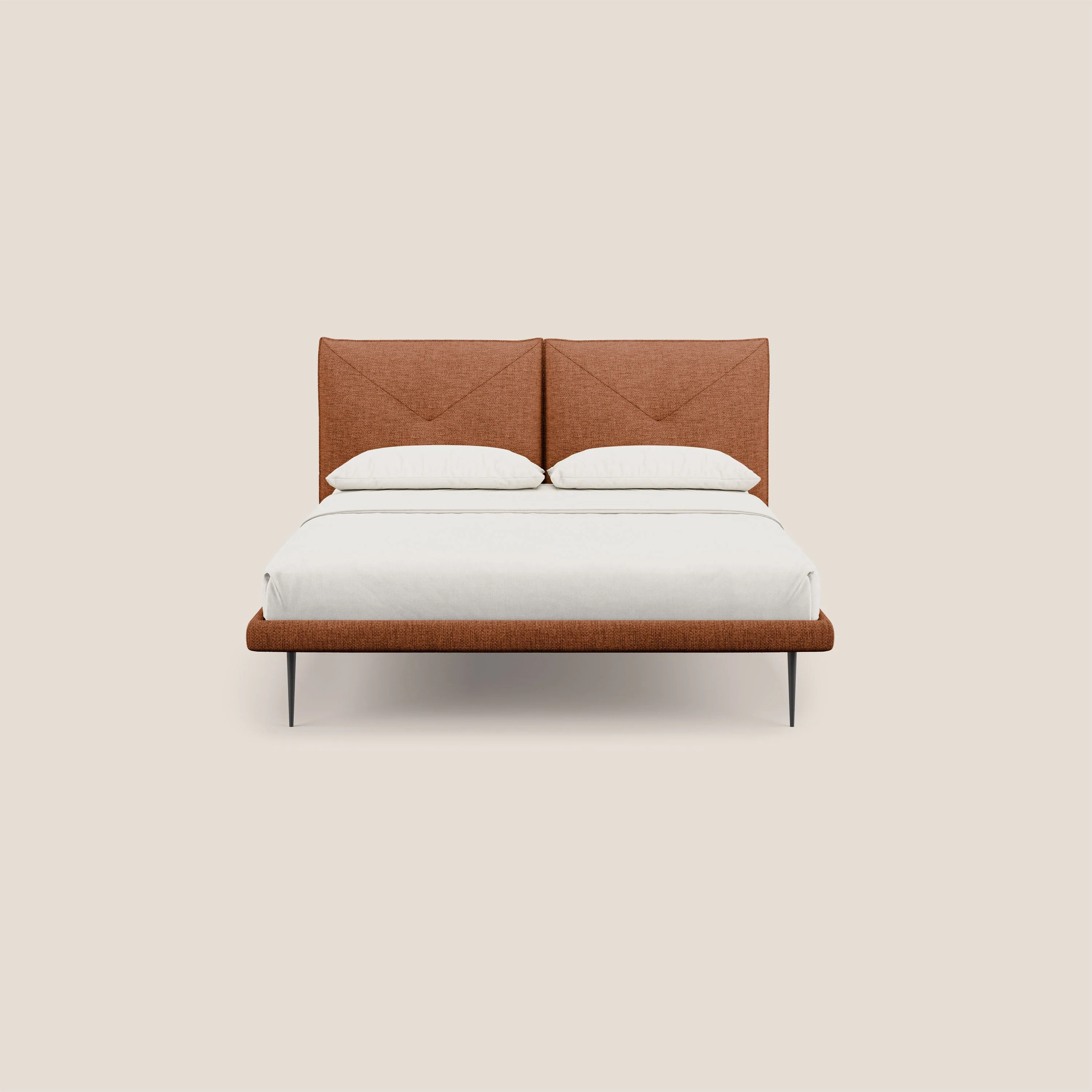 Jolie lit à double panneau et pieds hauts en métal en tissu détachable T18 rouille - Image 3